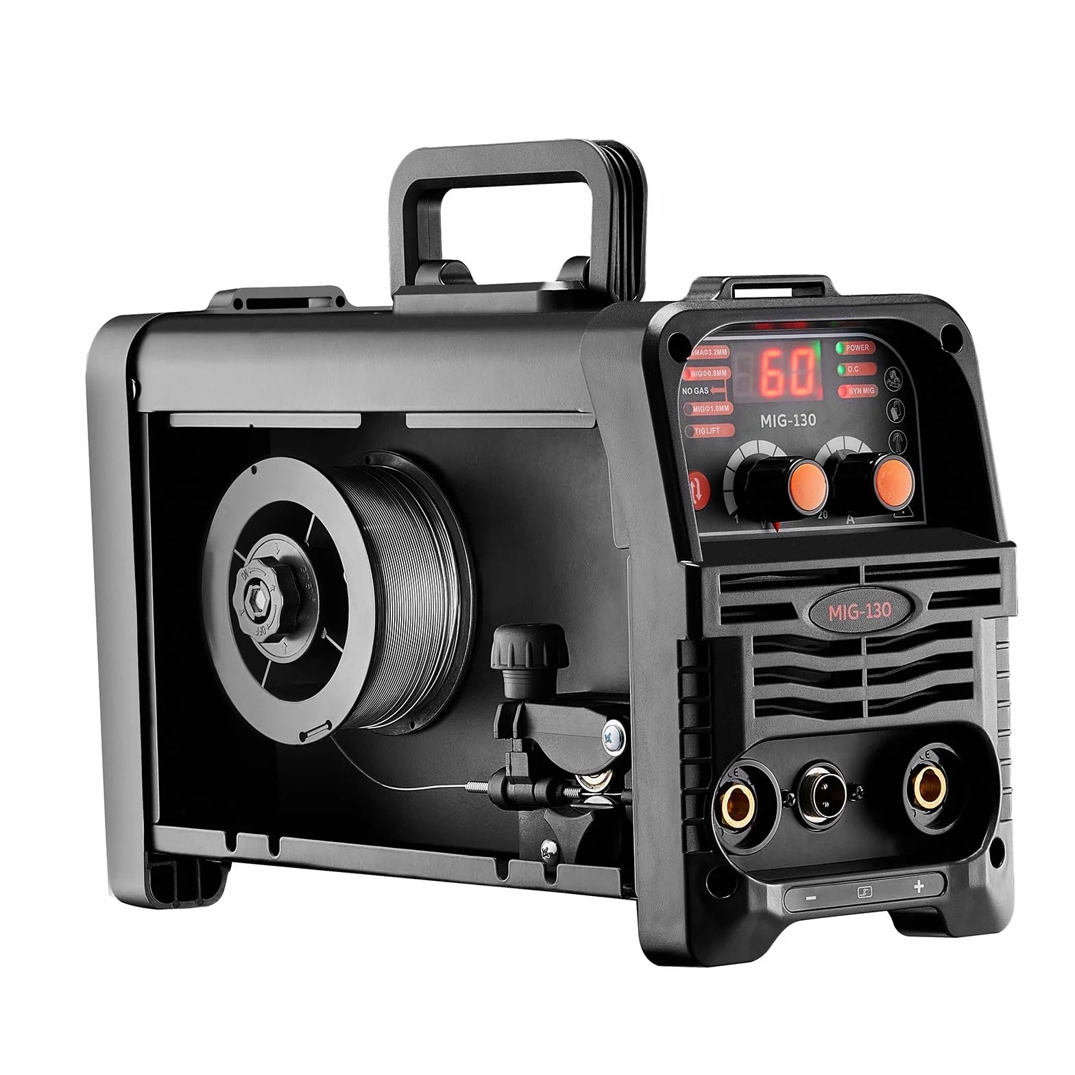 VEVOR Spawarka MIG, 130 A, synergetyczna spawarka MIG, 3 w 1, wieloprocesowa spawarka MIG/MMA/Lift-TIG, spawarka z technologią falownika IGBT i cyfrowym wyświetlaczem