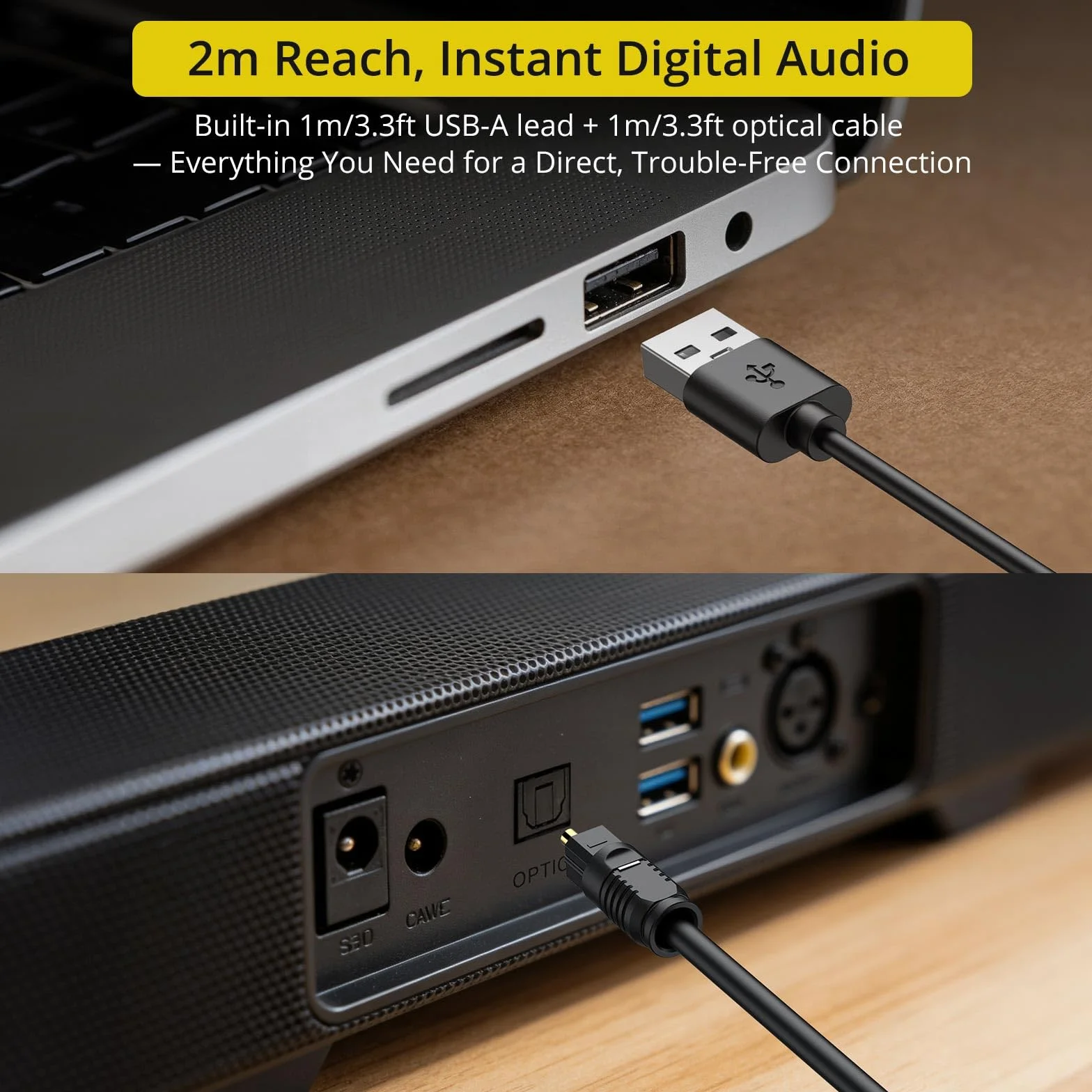 PROZOR Adapter USB na audio Optyczny 96kHz Konwerter SPDIF do PC 2m