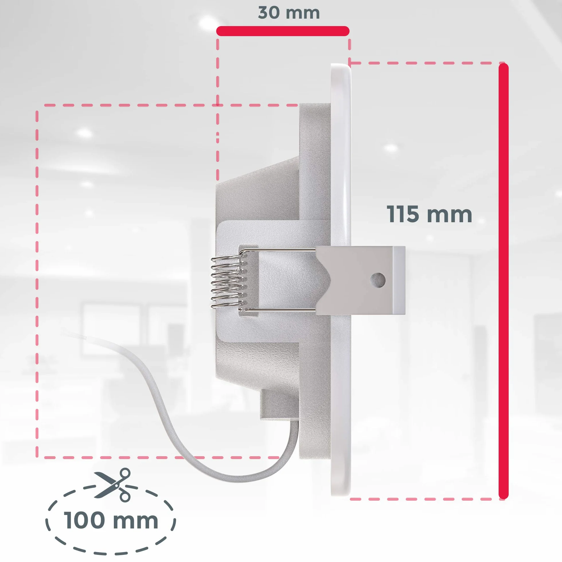 B.K.Licht I 9-częściowy zestaw lamp LED do zabudowy I Ultra płaskie 30 mm I Ø 115 mm I białe I 9 x 6 W płytek LED I 9 x 450 lumenów I 3000 K ciepła biel I IP44 I łazienka reflektor do zabudowy