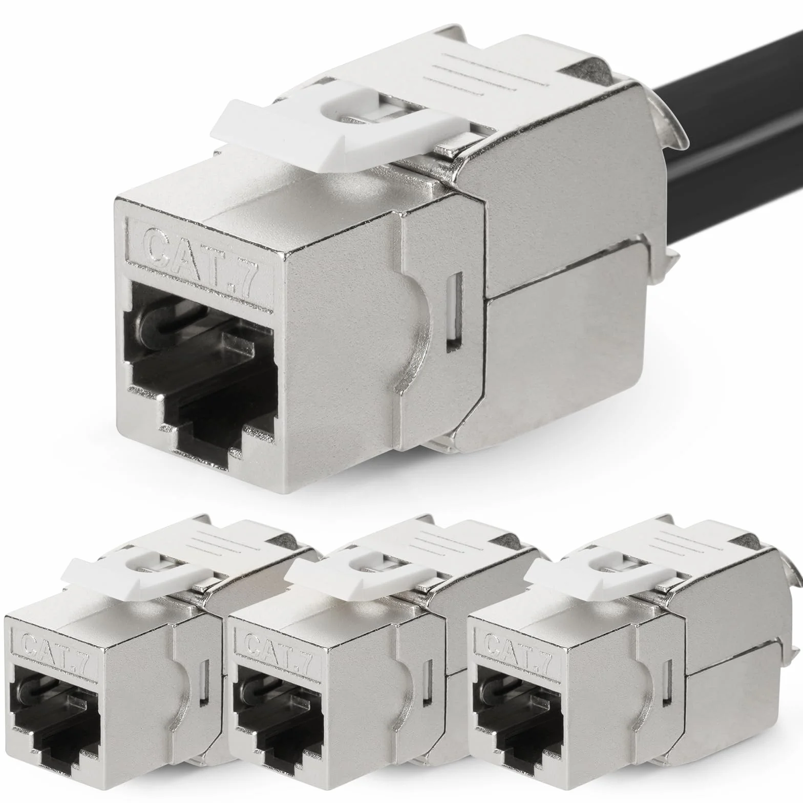 OFFCUP 4 szt. łącznik RJ45, 10 Gb/s Cat7 nieekranowane gniazdo Keystone, aluminiowy żeński na żeński prosty moduł Ethernet In-Line, stopniowe złącze Ethernet bez użycia narzędzi