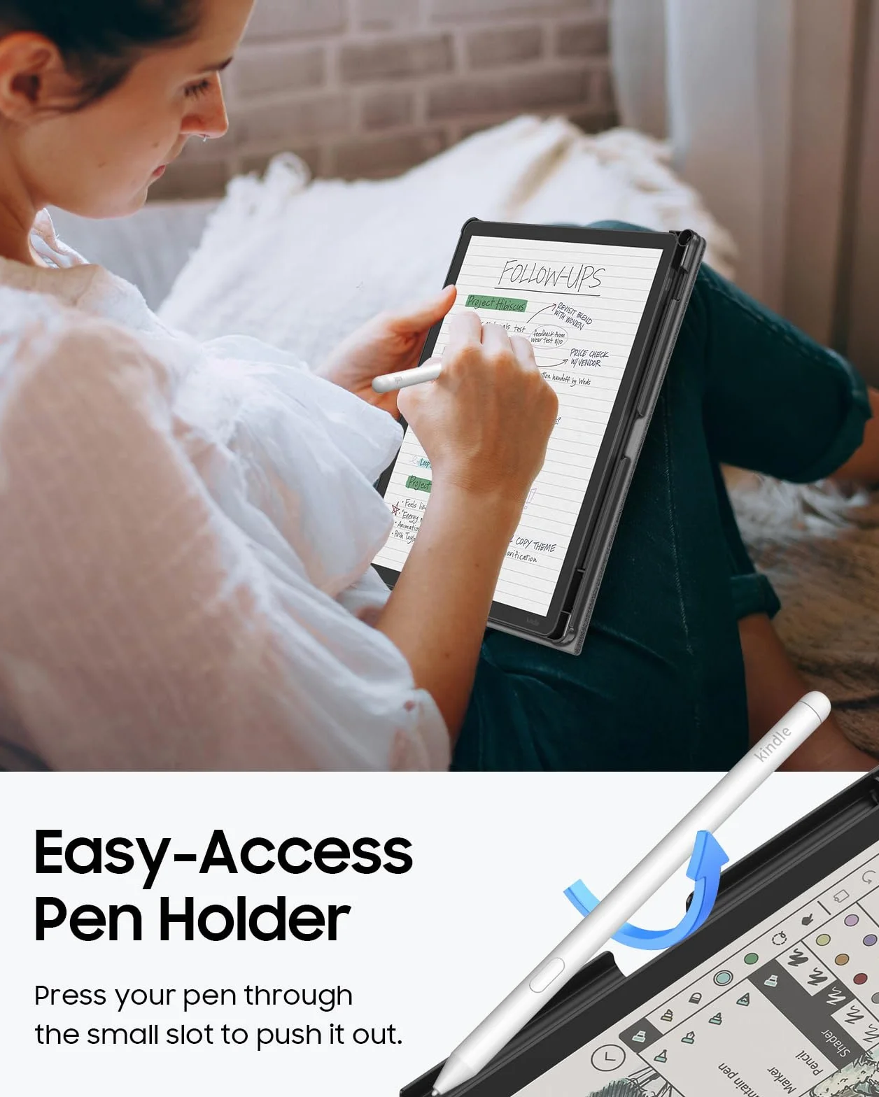 Fintie Etui na 11" Kindle Scribe (3. generacji) i Kindle Scribe Colorsoft (1. generacja) – 2025, szare z uchwytem na długopis i funkcją automatycznego wygaszenia/wybudzania