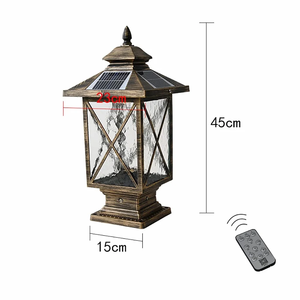 Światła słupkowe na zewnątrz, lampy ogrodowe, oświetlenie tarasu, światła solarne na zewnątrz, solarne lampy słupkowe LED z pilotem zdalnego sterowania, ogrodowe solarne światła ogrodzeniowe, wodoodporna, krajobrazowa lampa słupkowa do drewnianych słupków
