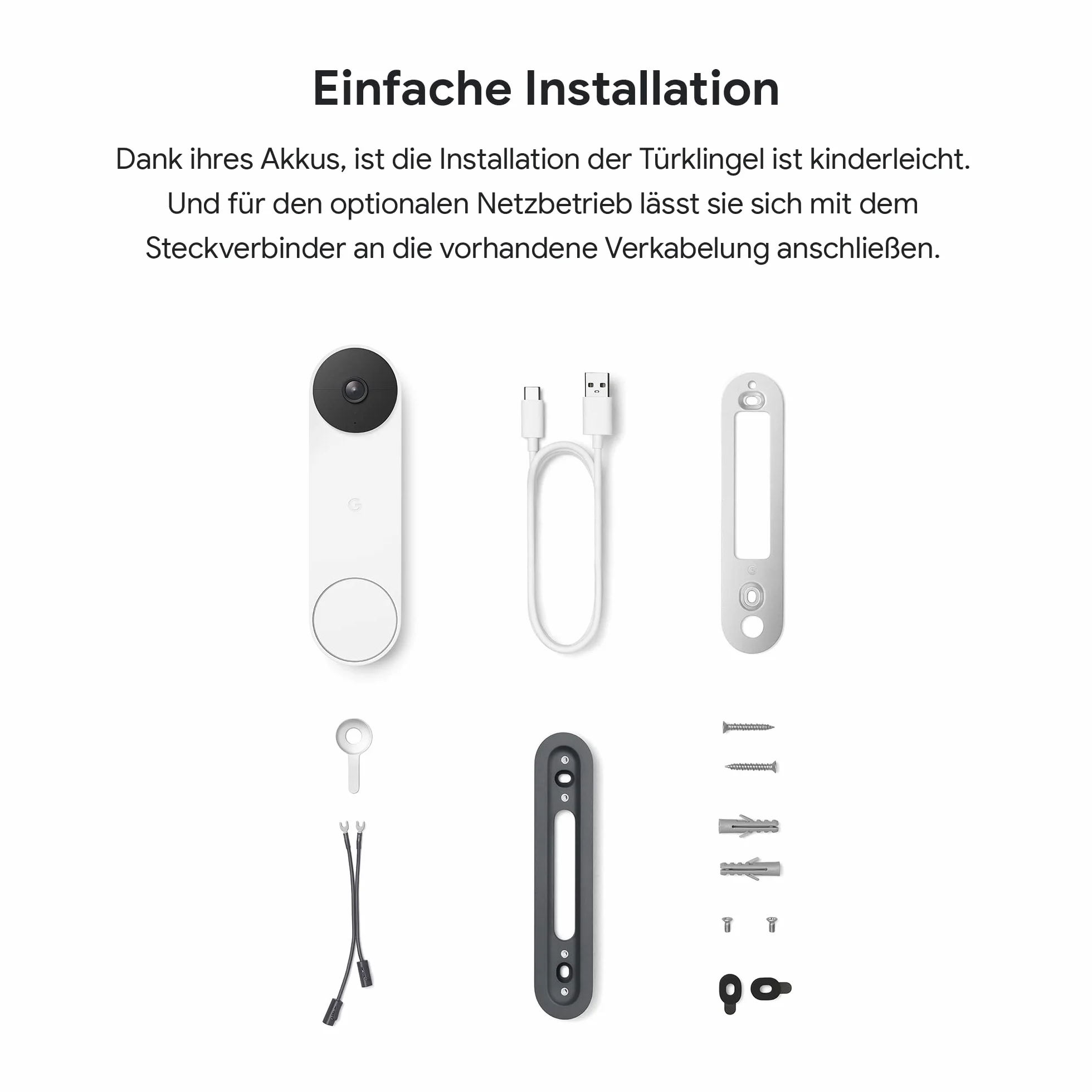 Google Nest Doorbell GWX3T dzwonek do drzwi wideo zasilany akumulatorem Biały