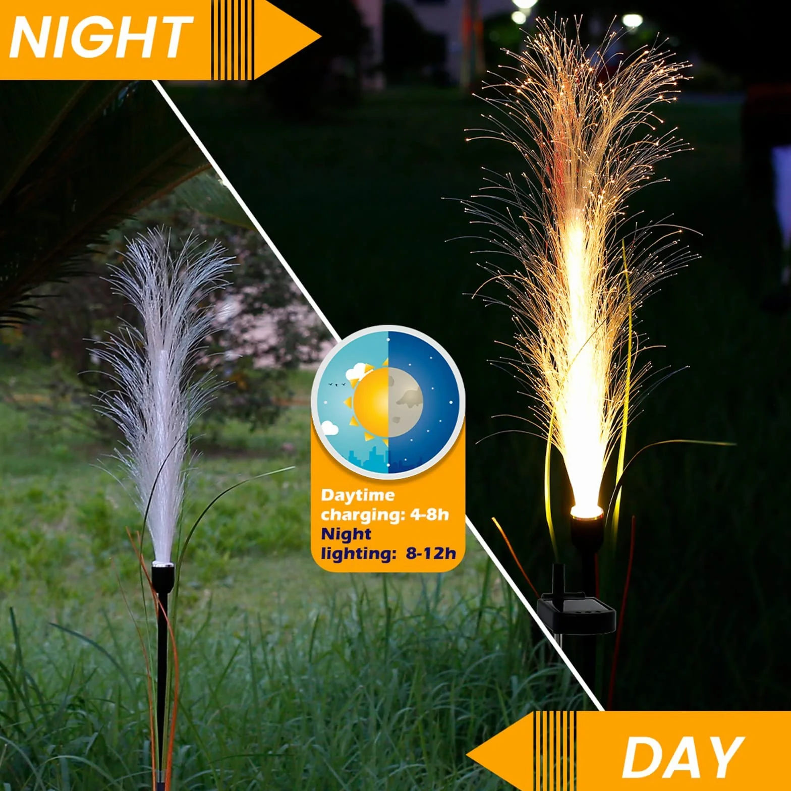 Lampy Solarne Do Użytku Na Zewnątrz, 2 Sztuki, Trzcinowe, Ciepła Biel, Dekoracja Ogrodowa, Wodoszczelna, Do Balkonu, Tarasu, Patio