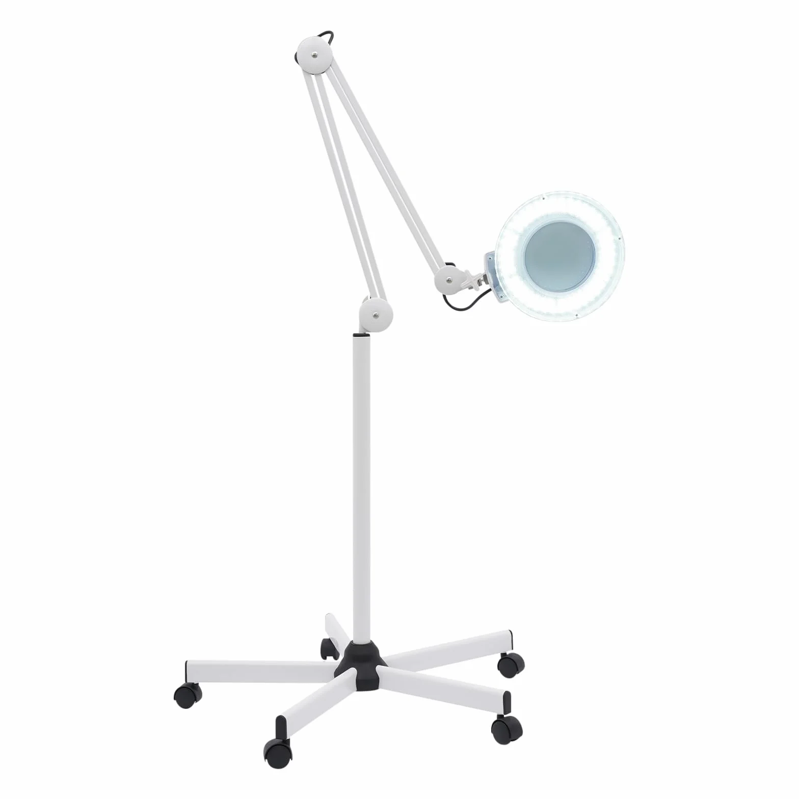 Lampa z lupą, z podstawką, ustawienie 360°, 5-krotne powiększenie, lampa z lupą, ze statywem na kółkach, lampa kosmetyczna na miejsce pracy, dla kosmetyczek, naklejek, dentystów itp