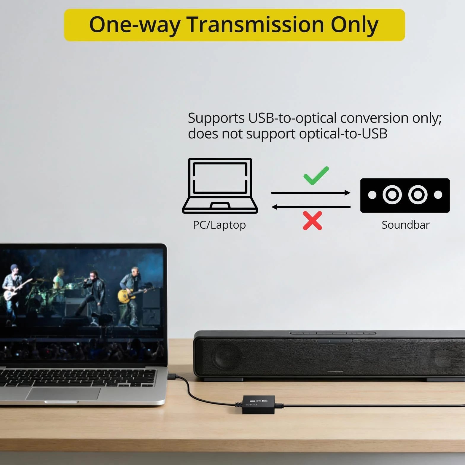 PROZOR Adapter USB na audio Optyczny 96kHz Konwerter SPDIF do PC 2m