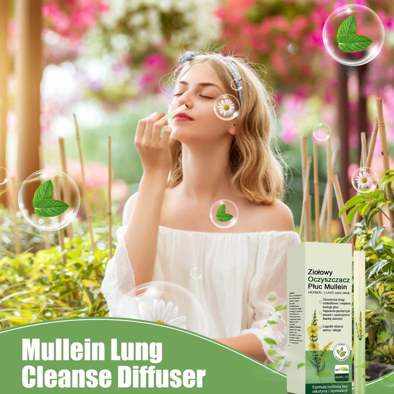 2025 Pióro z dyfuzorem ziołowym, 2 szt. ekstrakt z liści dziewanny do płuc, inhalator Quit Go, pomoce do zaprzestania palenia, inhalator ziołowy do oczyszczania płuc i wspomagania oddychania