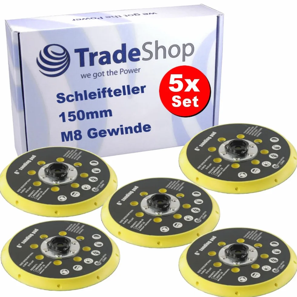 Trade-Shop talerz szlifierski 150 mm, kompatybilny z Makita BO6030 BO6040, kompatybilny z szlifierkami mimośrodowymi Festool RO1 ET2 ES150 ETS150