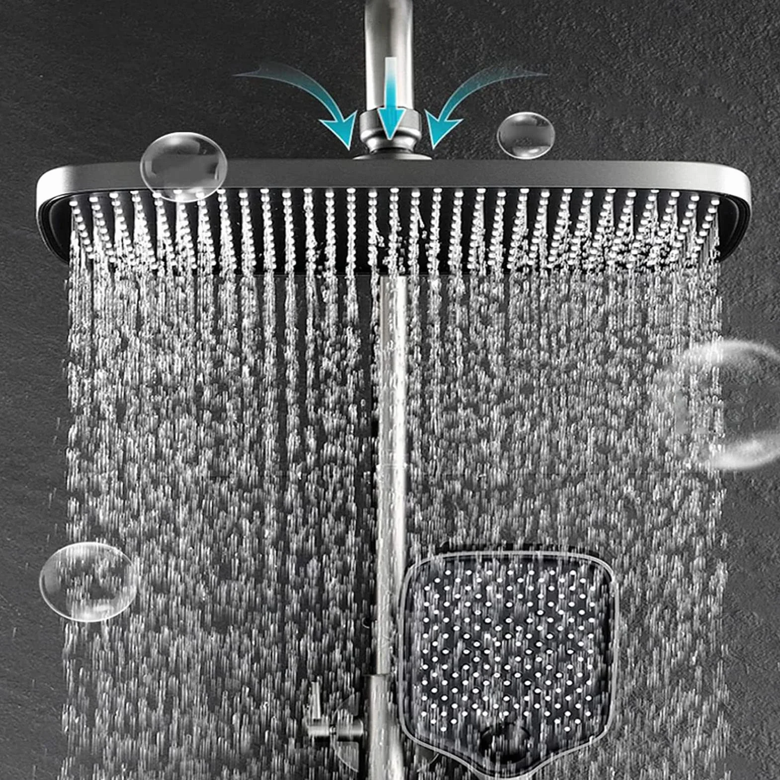 System prysznicowy termostatyczny, zestaw baterii prysznicowej z wyświetlaczem temperatury, głowica prysznicowa, 3 tryby prysznica ręcznego, bidet, wylewka wannowa, bateria prysznicowa do wanny