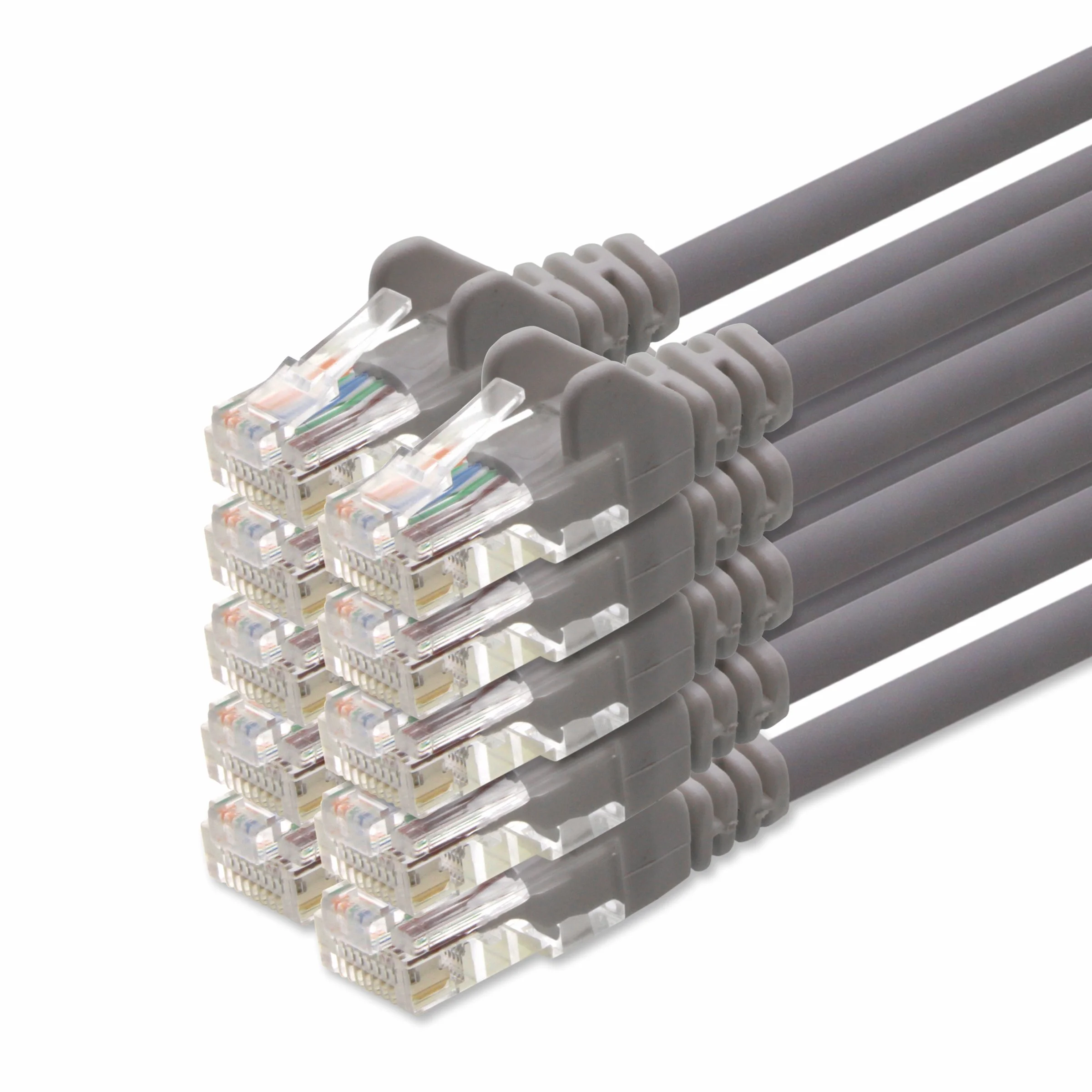 0,5 m - szary 10 sztuk - kabel sieciowy LAN CAT.5 CAT5 najwyższej jakości kabel krosowy Ethernet, kompatybilny z CAT6 / CAT6a / CAT7