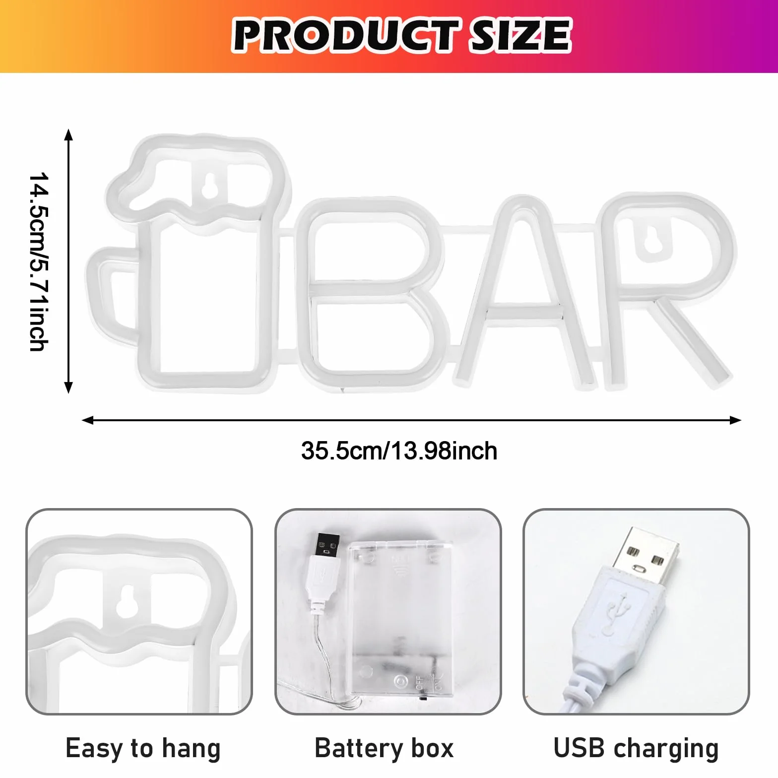 Szyld Neonowy LED Bar, Neonowe Szyldy Barowe, Szyld Barowy, Neon Barowy, Neonowe Szyldy Piwne, Reklama Świetlna Barowa Dla Ściany Barowej, Pubu, Dekoracja Ściany