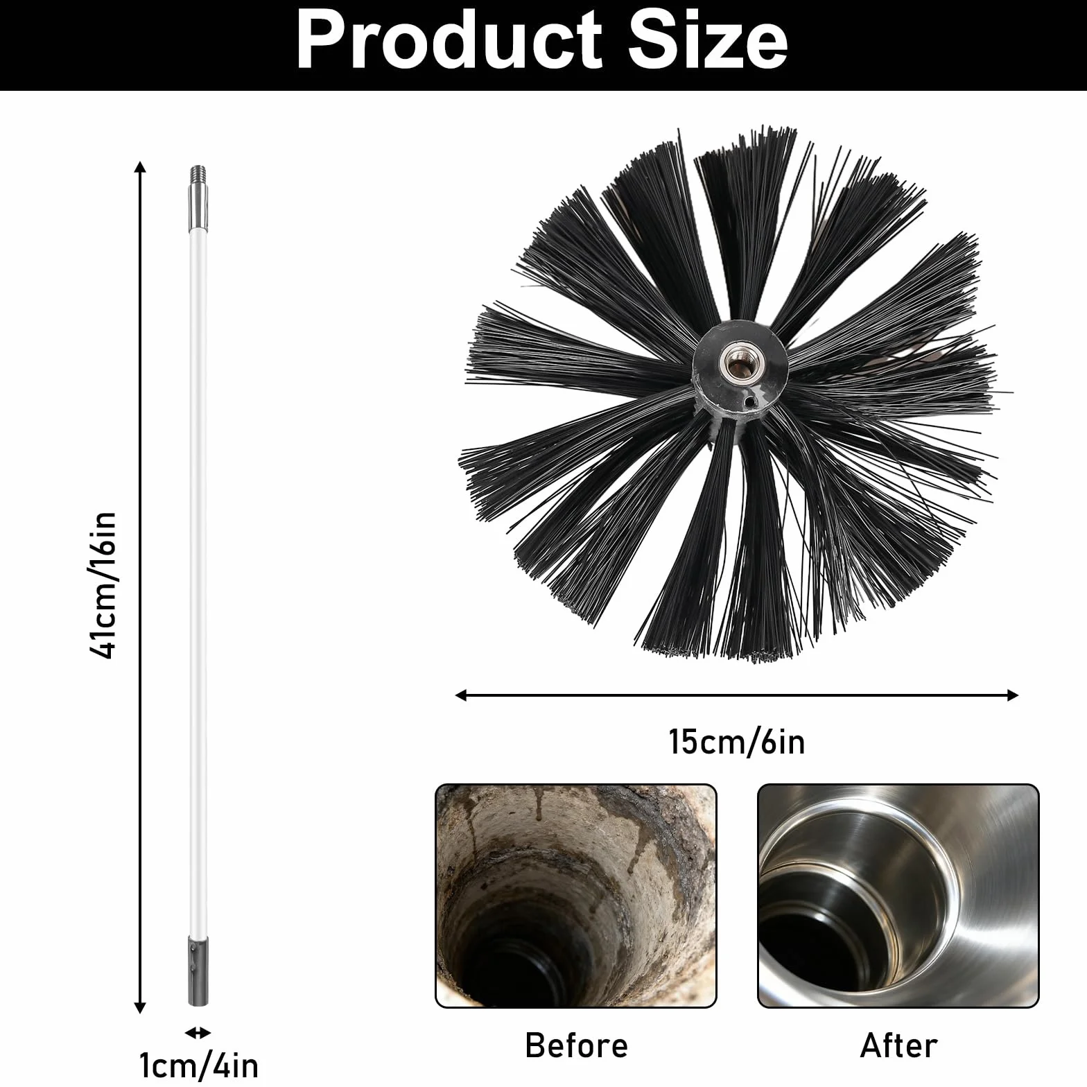 Zestaw 24 sztuk szczotek kominkowych z 18 elastycznymi drążkami 410 mm + 2 głowicami szczotki 150 mm + 1 długa szczotka do drewna + akcesoria, szczotka do czyszczenia kominka, rury kanalizacyjnej