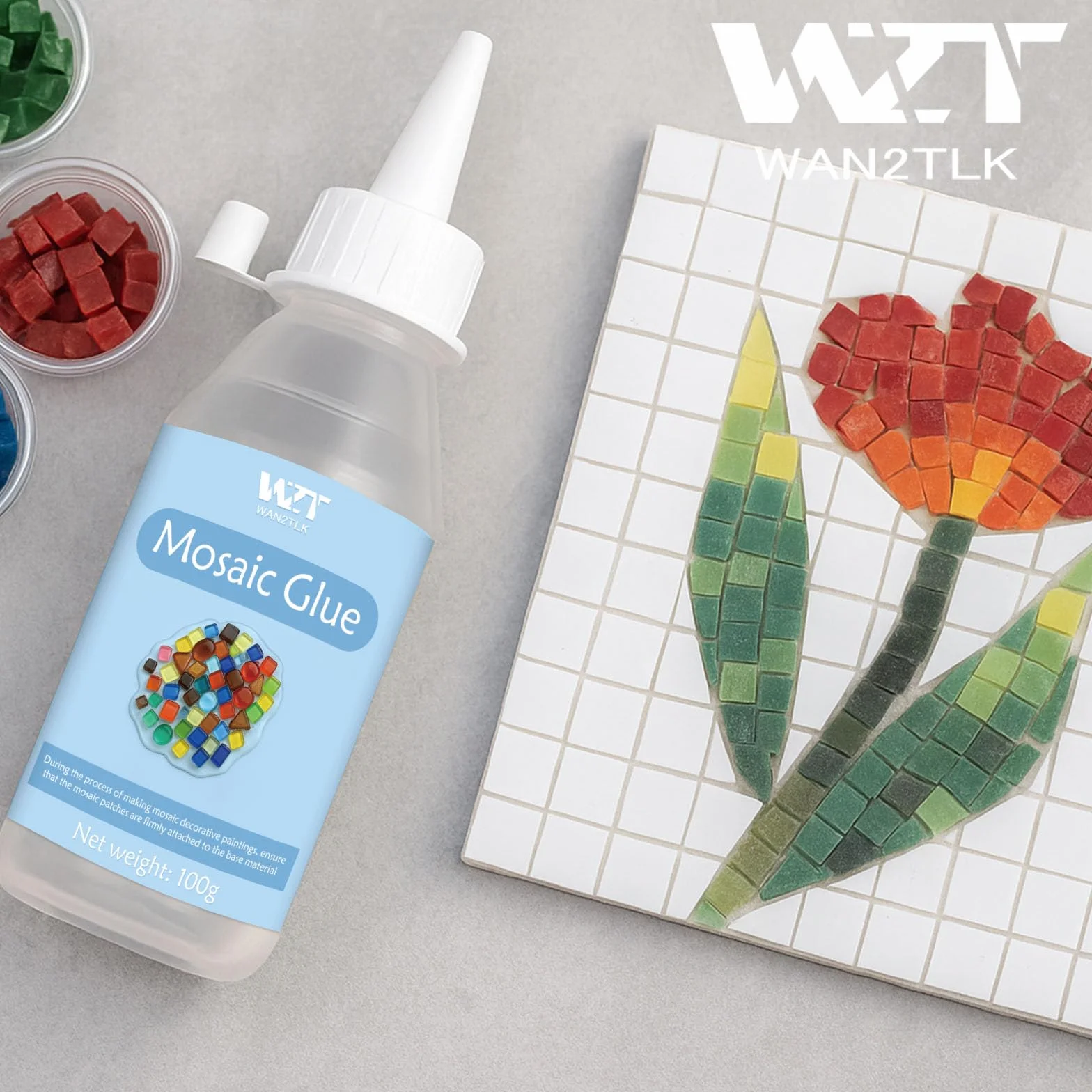 Klej mozaikowy, 100 ml, nietoksyczny i wodoodporny, przezroczysty klej do płytek mozaikowych, idealny do wszystkich płytek i powierzchni