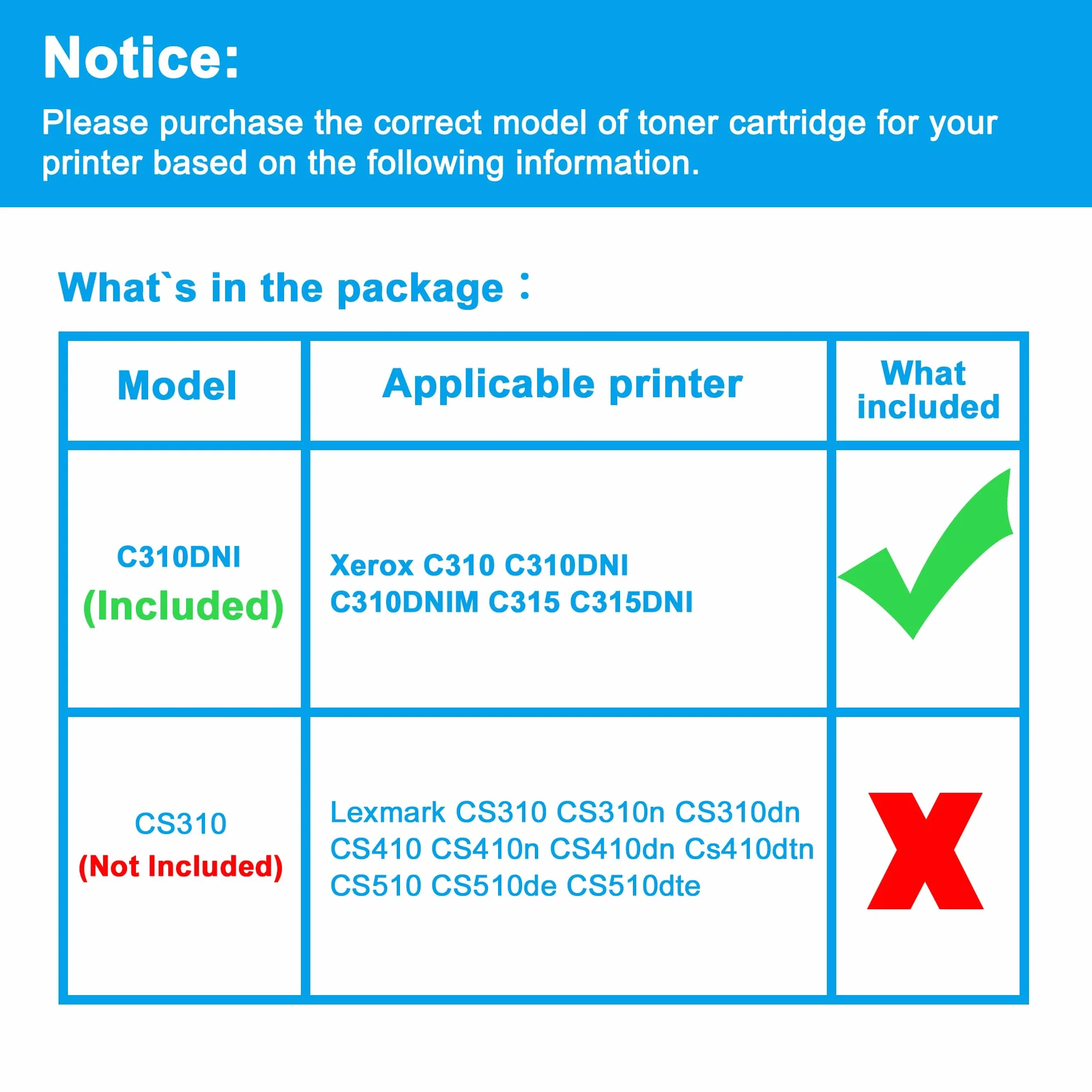 LCL Toner kompatybilny z Xerox C310 C310DNI C310DNIM C315 C315DNI 006R04356 006R04357 006R04358 006R04359 (4-pak KCMY) 310DNININI C310DNIM C315 C315DNI Printers
