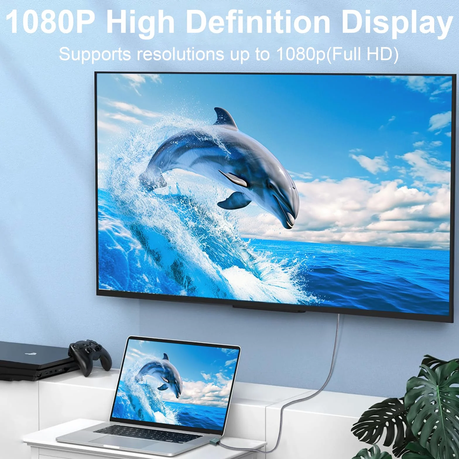 Przewód HDMI-VGA 1080P pozłacany aluminiowy pleciony konwerter