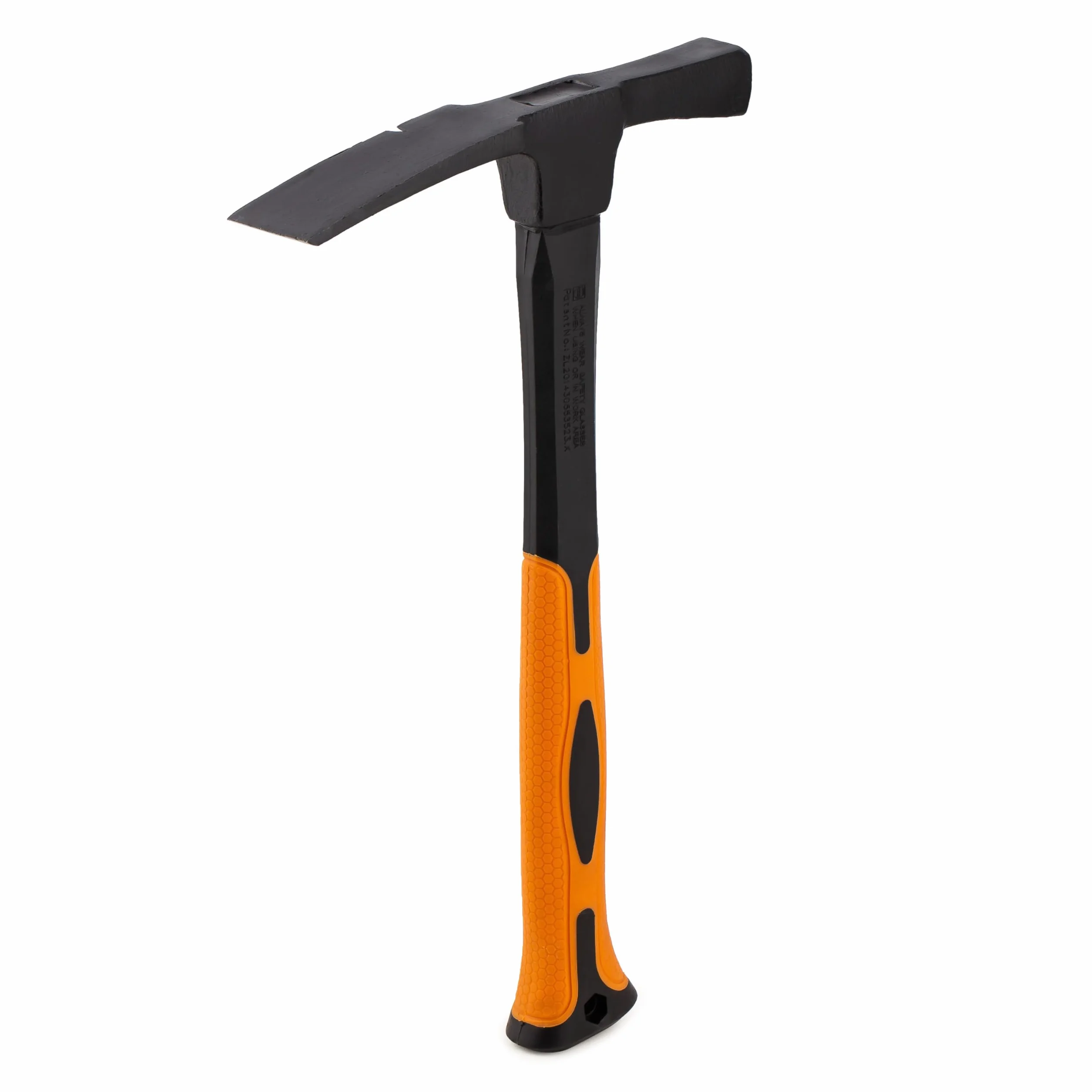 Mivos Młotek murarski 600 g waga głowicy 2K trzonek z włókna szklanego - forma berlińska - młotek ze stali i włókna szklanego - tłumienie wibracji uchwyt gumowy - młotek stalowy do betonu cegły - DIN