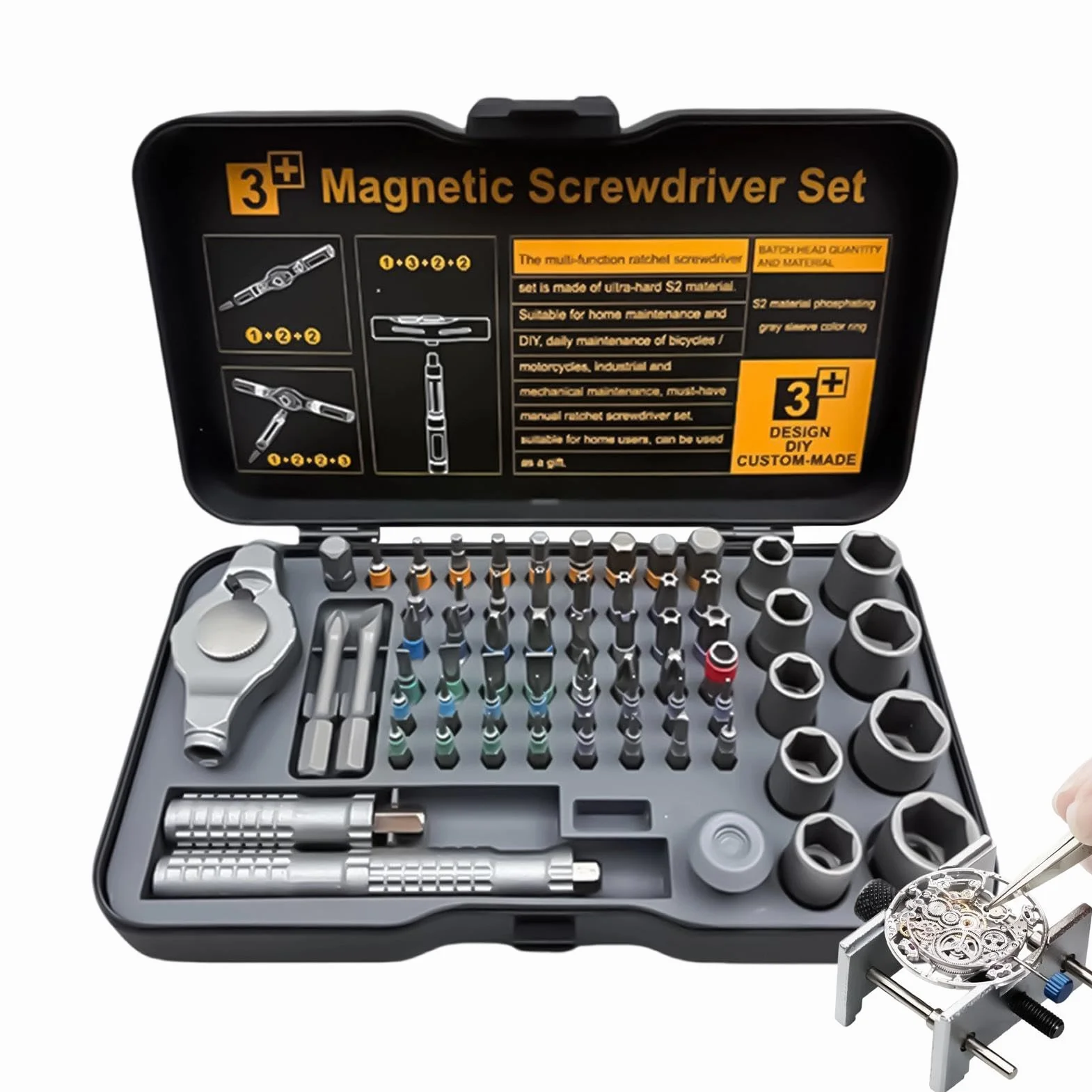 Zestaw Magnetycznych Grzechotek Śrubokrętów Precyzyjny Zestaw Narzędzi | Ergonomiczny Uchwyt Mini Zestaw Grzechotkowy Do domu, warsztatu, elektroniki, komputera, zegarka, samochodu