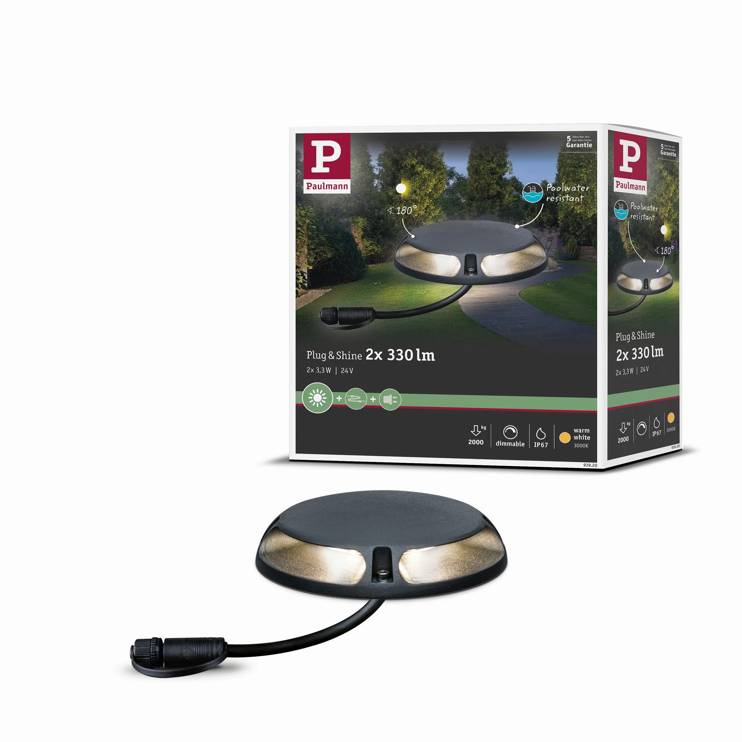 Paulmann 93920 Outdoor Plug & Shine oprawa naziemna IP67 3000K 2x3W 24V 93920 ośw. zewn. oprawa do dróg
