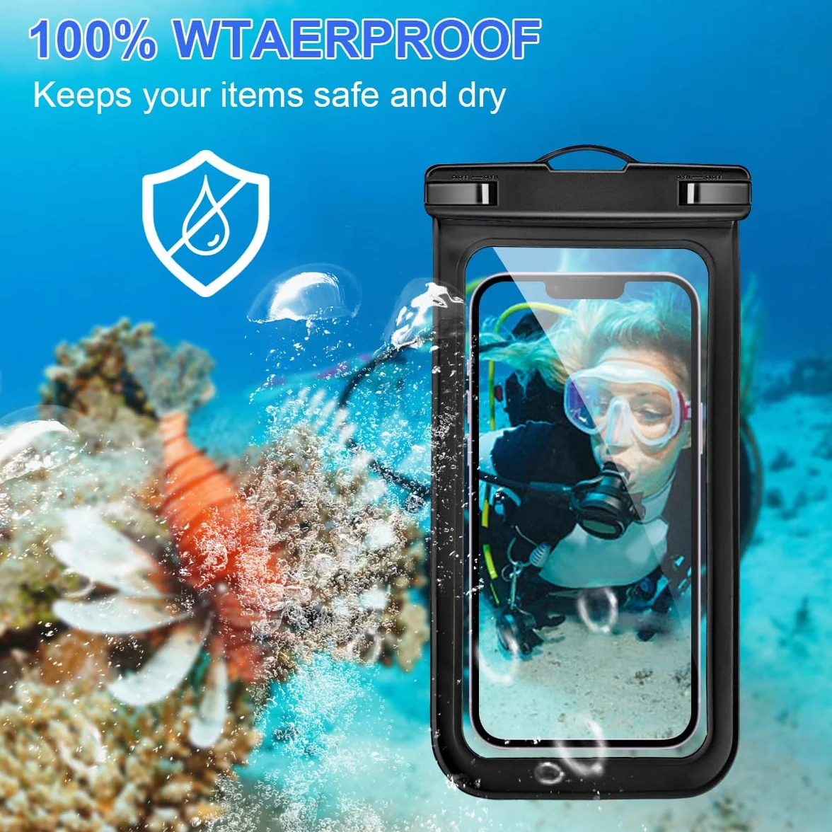 Wodoszczelne etui na telefon komórkowy 6,8 cala IPX8 do iPhone 14 13 12 11 Pro Max Samsung S22 S21 Huawei czarne 2 sztuki