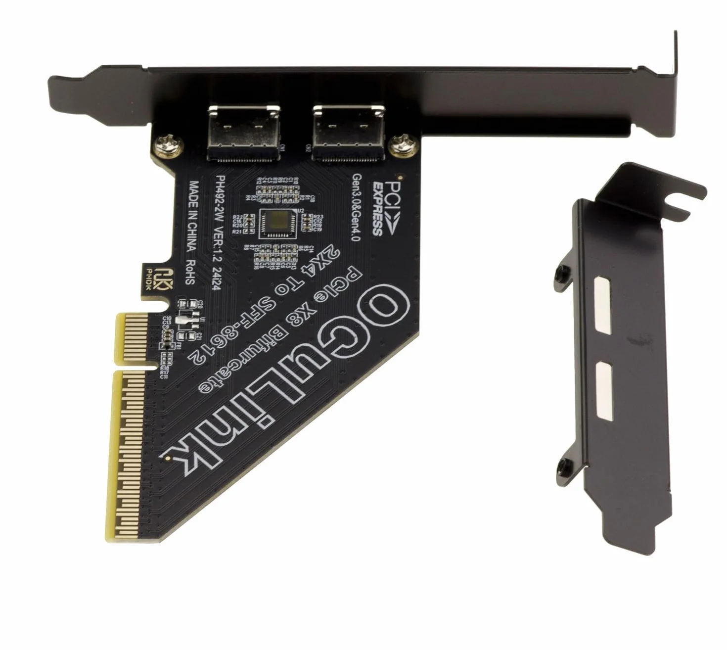 KALEA-INFORMATIQUE Karta kontrolera Oculink SFF-8612 SFF-8611 PCIe Gen 4.0 x8 do 2 portów dla płyty głównej z trybem widełkowym