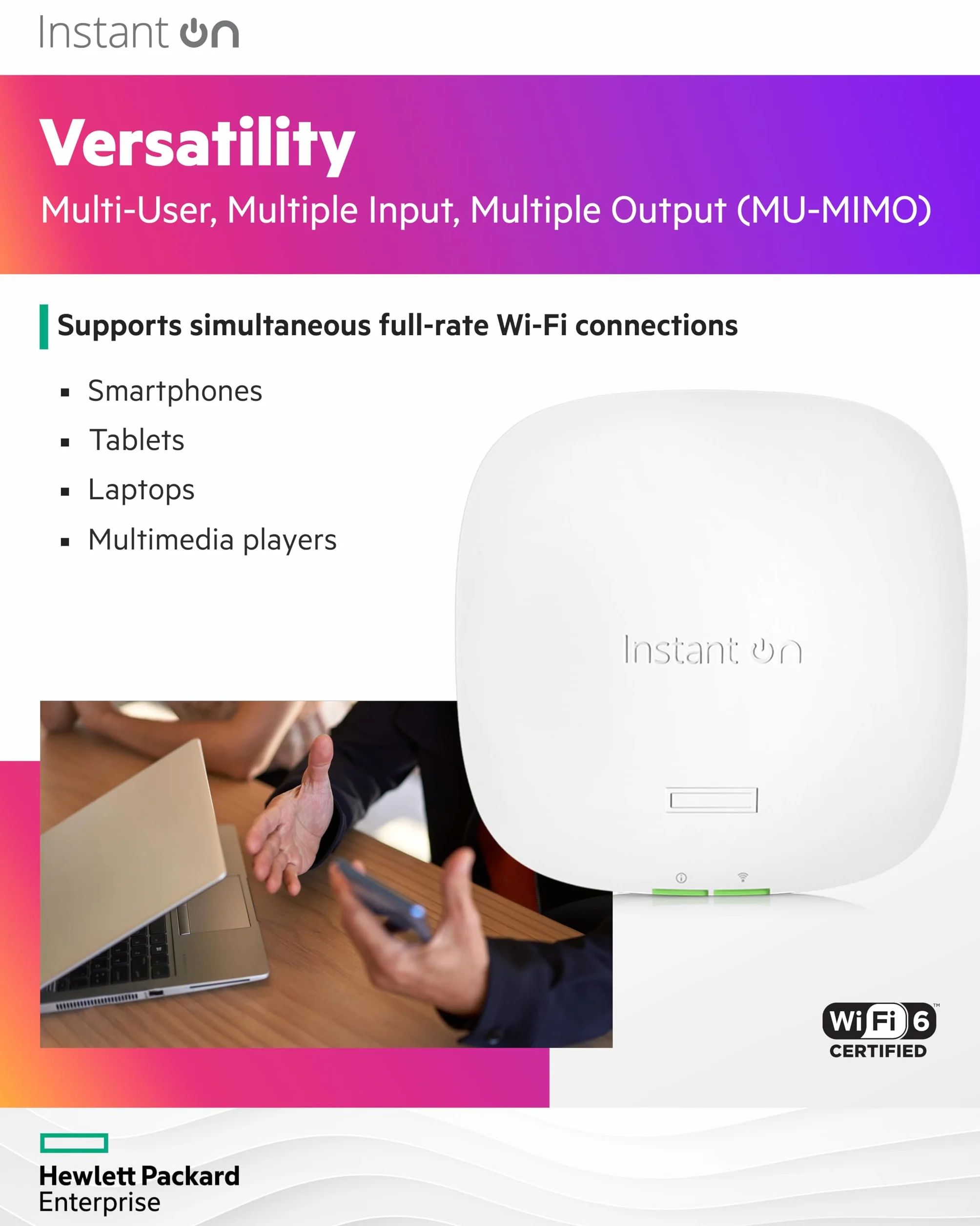 Aruba HPE Instant ON AP22 (RW) – 802.11ax – Bluetooth, Wi-Fi – podwójna taśma – montaż sufitowy, R4W02A, AP22 bez zasilacza