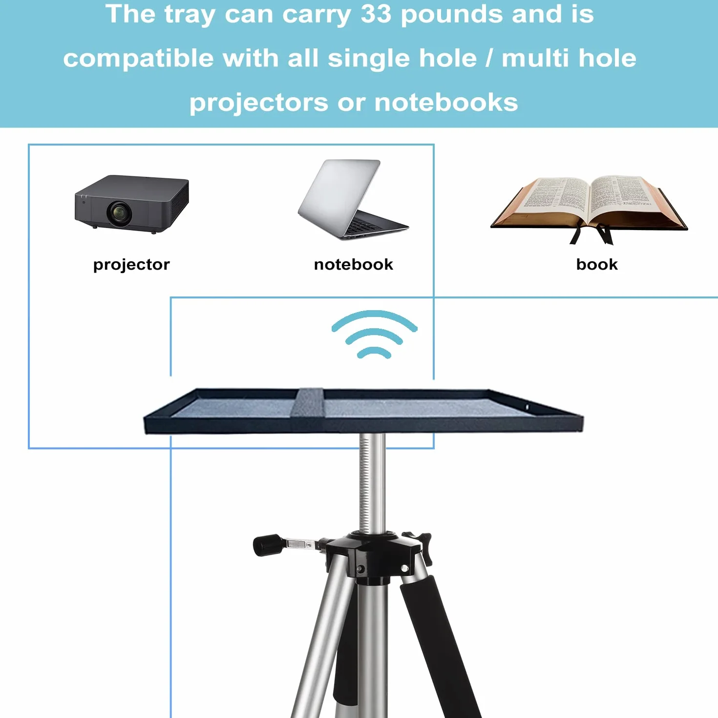Stojak na projektor, aluminiowy, wielofunkcyjny statyw, stojak na laptopa z regulowanym statywem, projektor do laptopa, 17" do 46", uniwersalny stojak na urządzenie, idealny do montażu lub studia