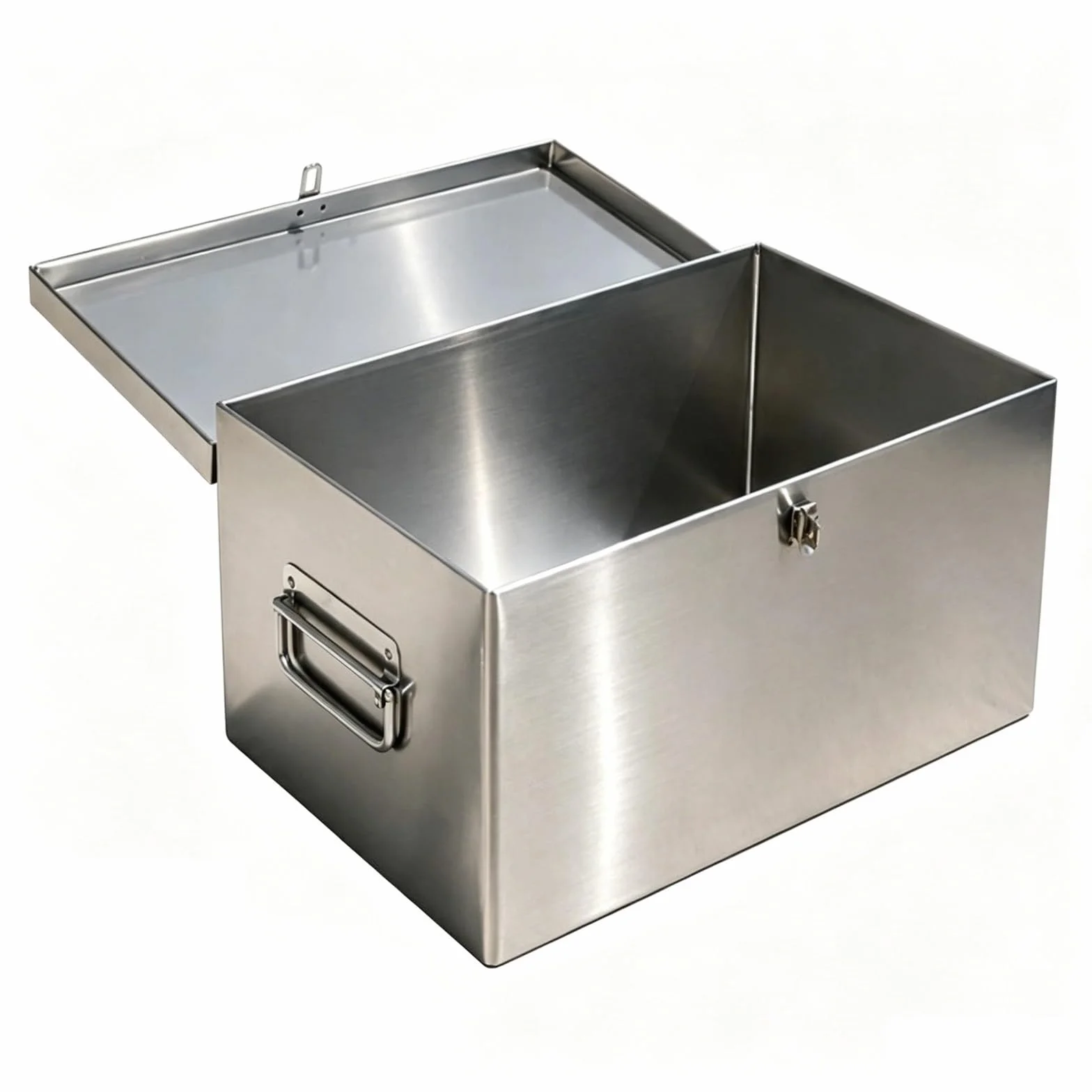 Skrzynka Narzędziowa ze Stali Nierdzewnej z Uchwytami, Przenośny Metalowy Organizer na Narzędzia, Grubość 0,8 mm, Kolor Srebrny, do Domu Warsztatu(50x30x30cm/19.6x11.8x11.8in)