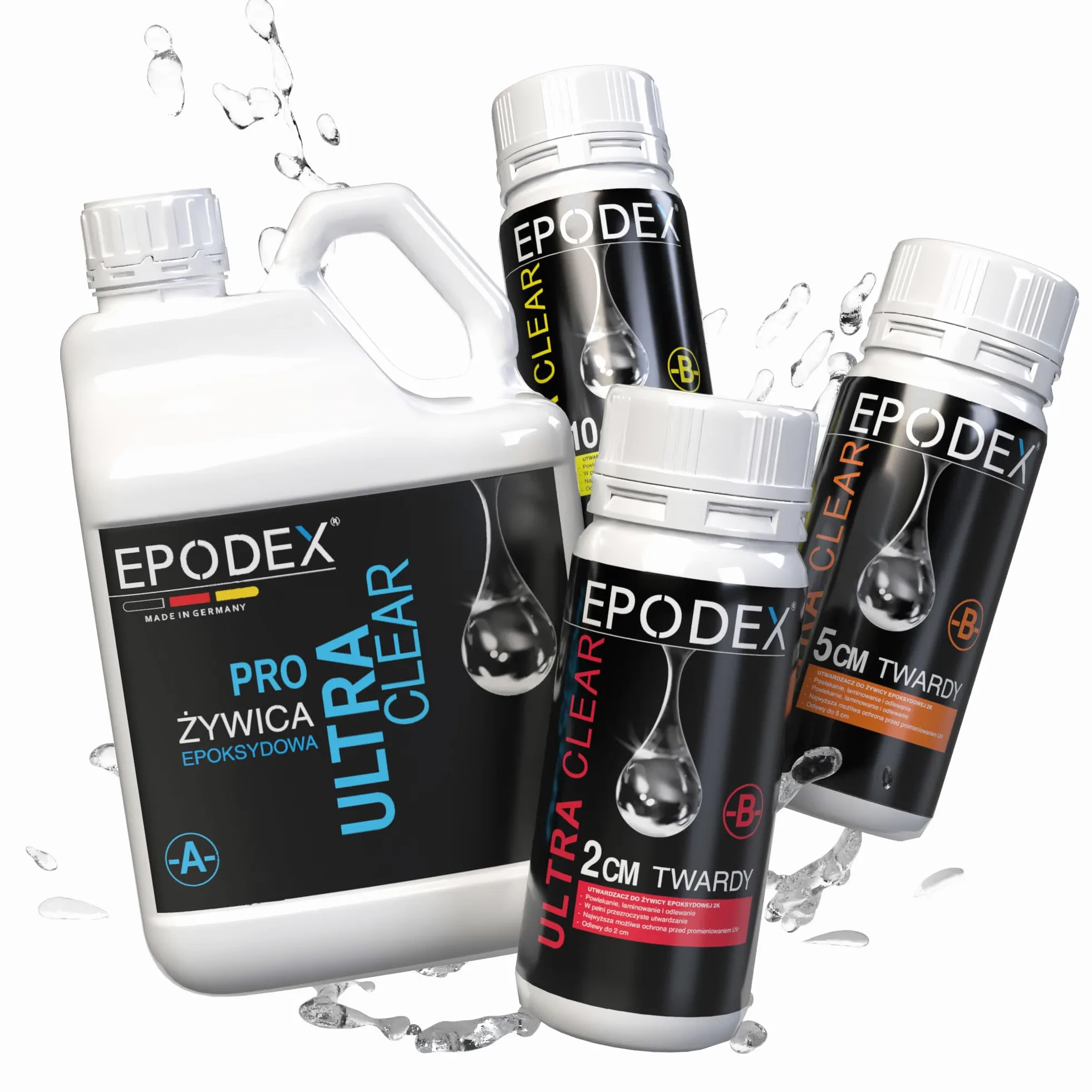 EPODEX Żywica Epoksydowa – Seria PRO | Krystalicznie przezroczysta do odlewów 0–2cm, 5cm lub 10cm | Do powłok, sztuki, biżuterii, lamp, river table i innych projektów z żywicą