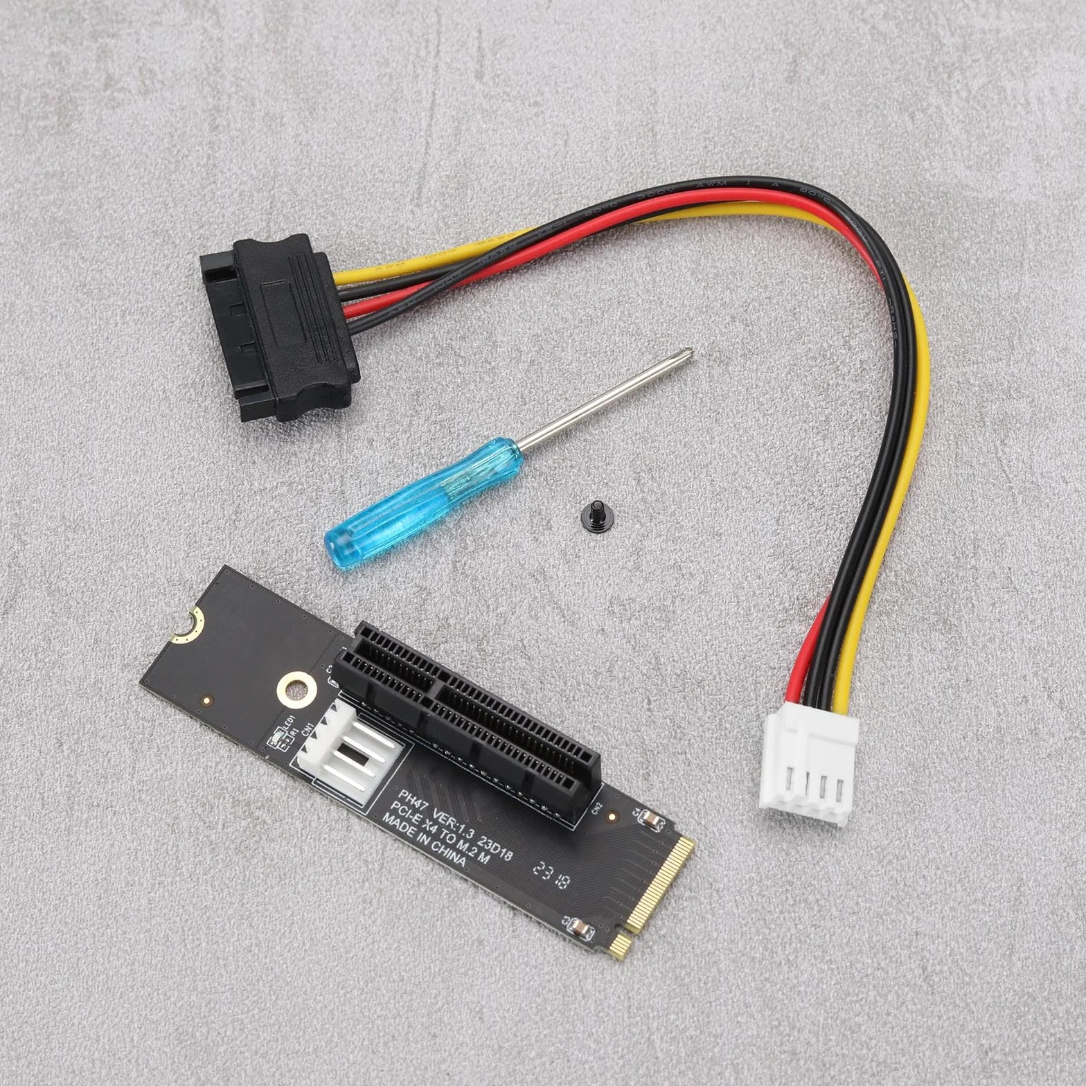 M.2 NGFF to PCI-E X4 Slot Riser Card Key M 2260 2280 SSD Port to PCIE Adapter with SATA Power Cord Kompatybilny z Miner Mining