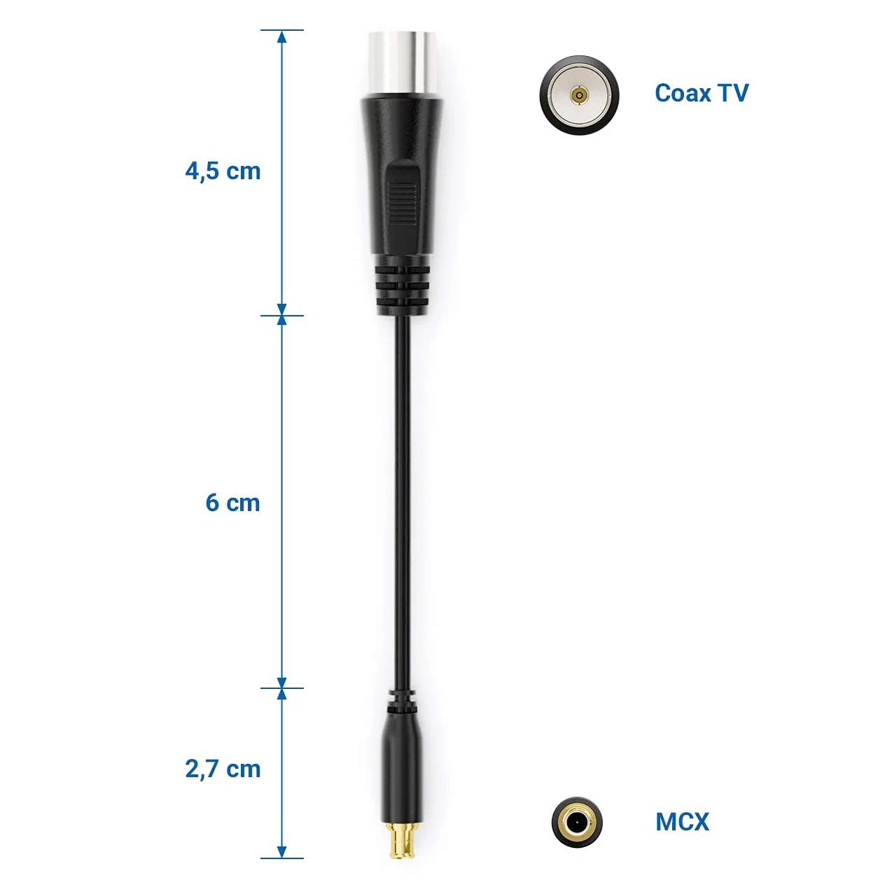 deleyCON adapter anteny koncentryczny DVB-T MCX gniazdo na wtyk czarny