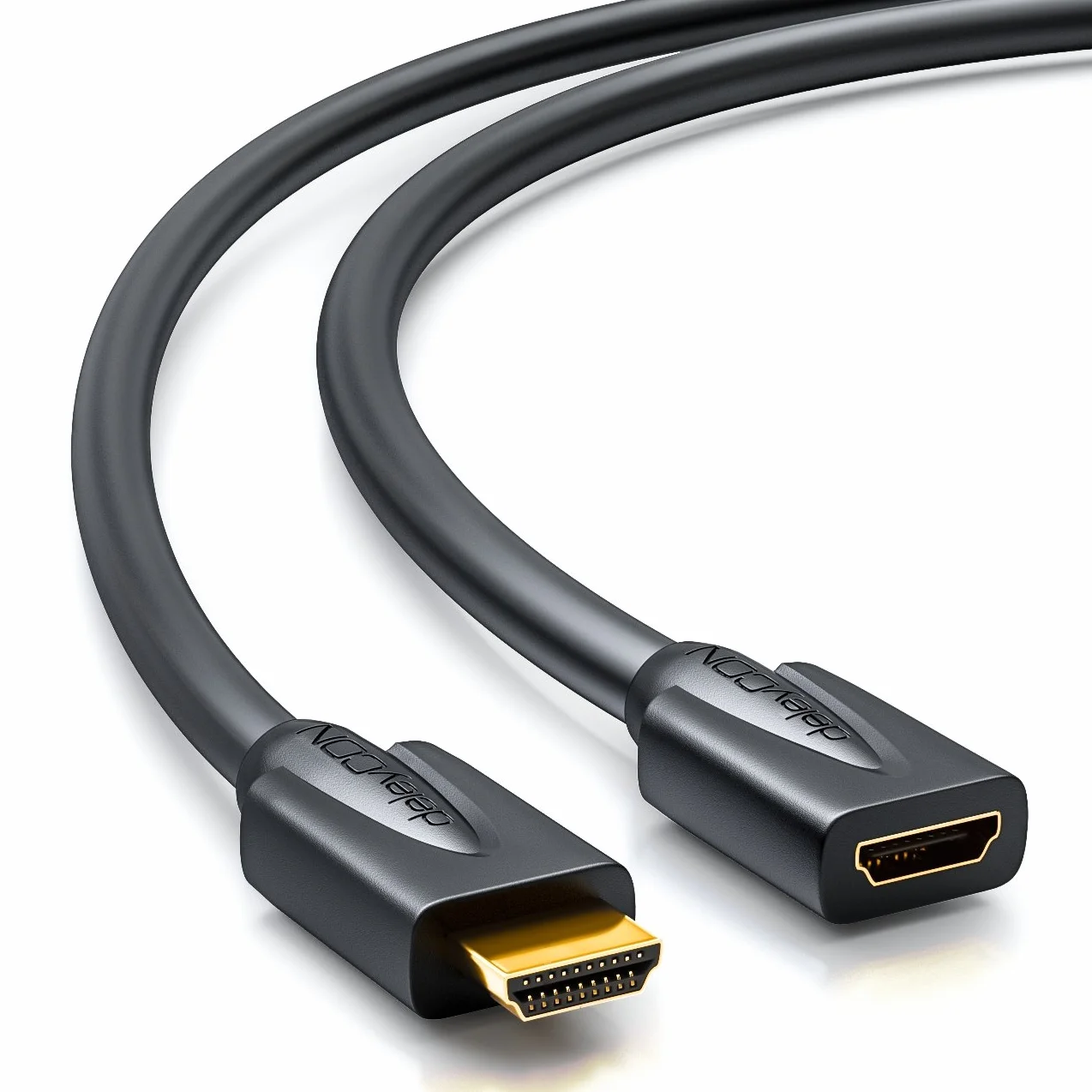 deleyCON 1m Przedłużacz HDMI - Kompatybilny z HDMI 2.0a/b/1.4a - UHD 4K HDR 3D 1080p 2160p ARC - Wysoka prędkość z Ethernetem - Czarny
