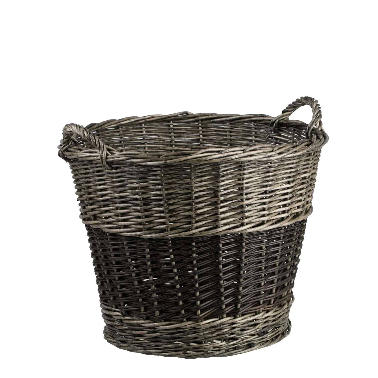 e-wicker24 Wiklinowy kosz kominowy, kosz na drewno kominkowe, koszyk ogrodowy z uchwytami do noszenia