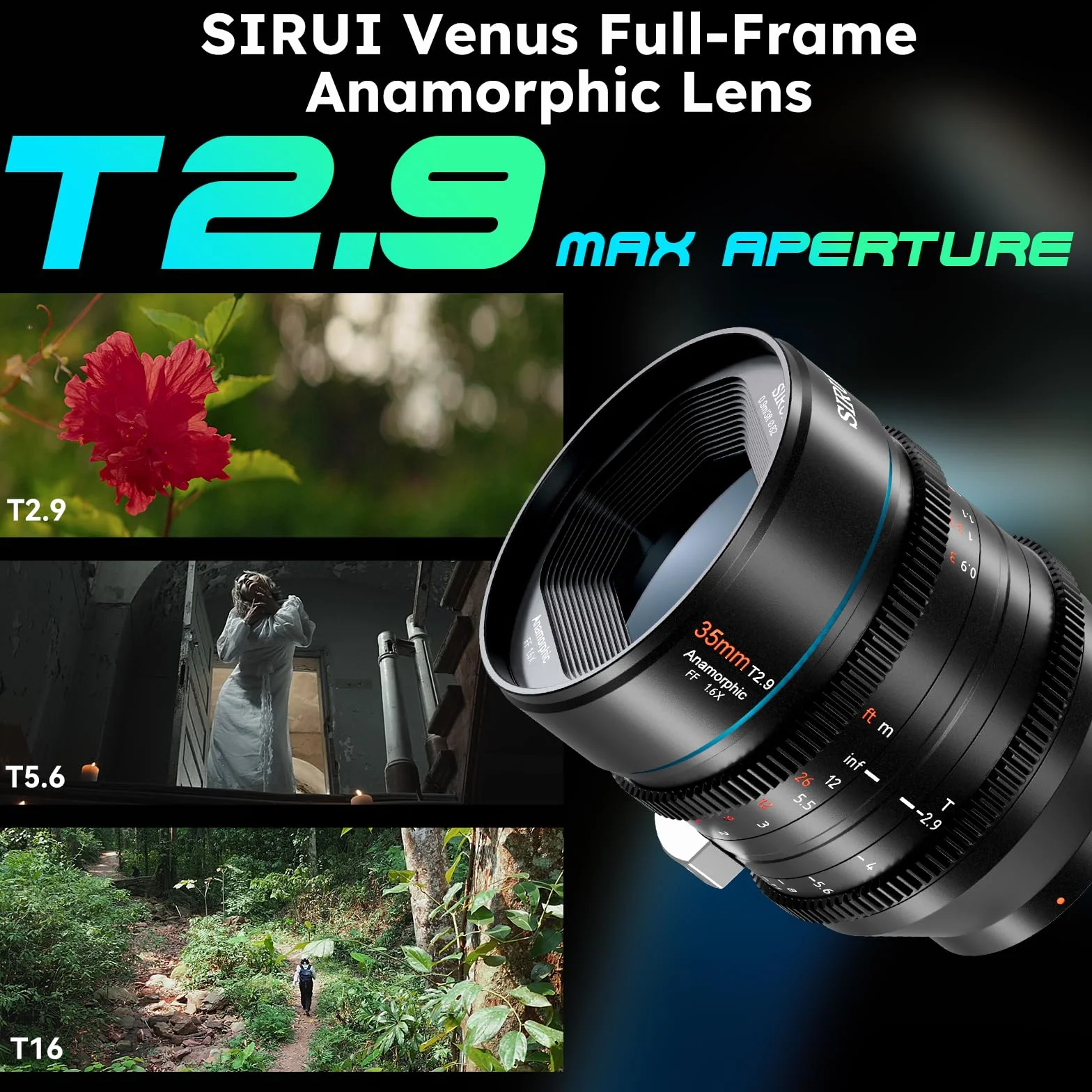 SIRUI 35 mm T2.9 1,6X pełnoklatkowy obiektyw anamorficzny obiektyw kinowy (mocowanie E)