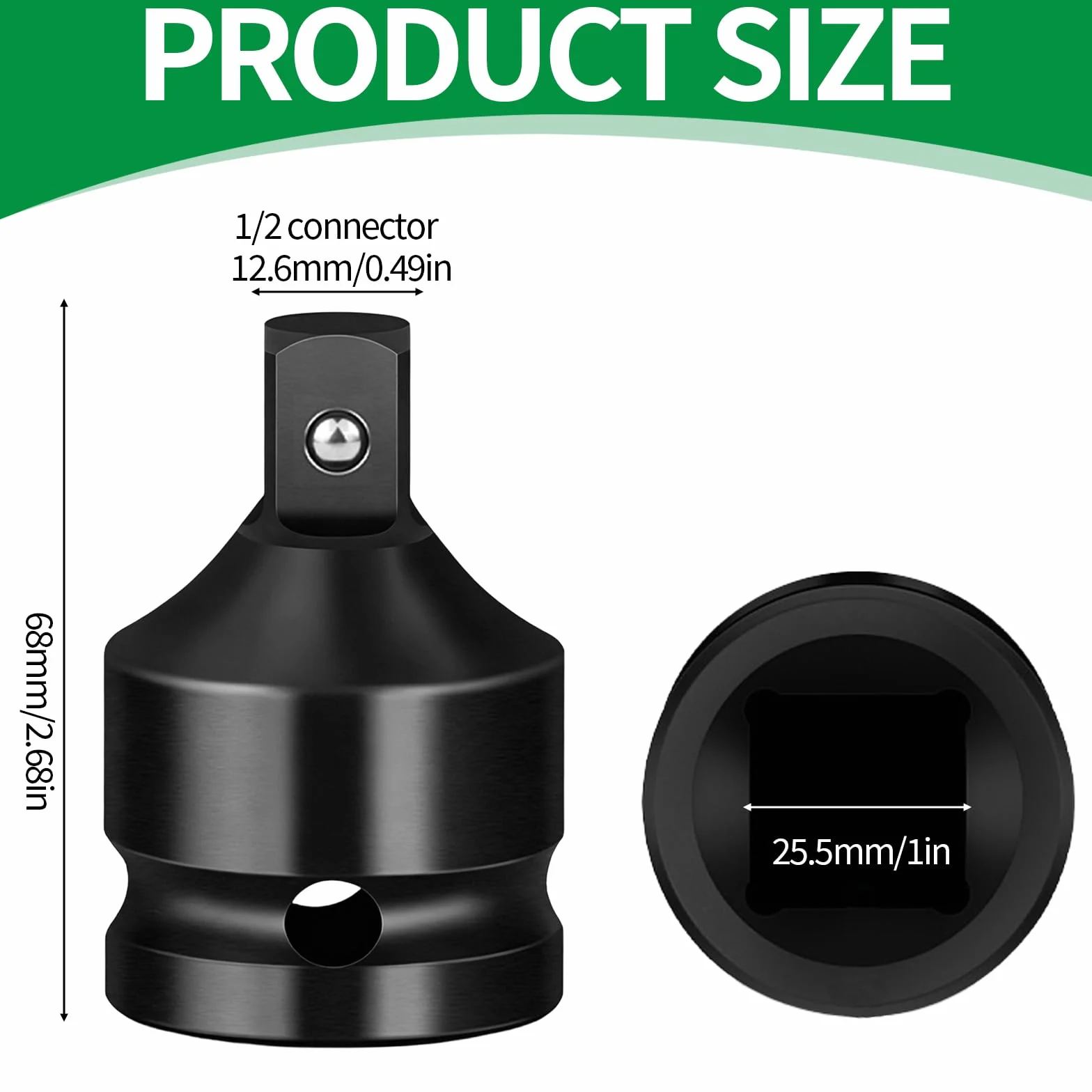 Adapter 1F na 1/2 m, gniazdo Cr-Mo na wtyczkę, adapter udarowy i reduktor, klucz nasadowy, redukcja chromu molibdenu, stal do kluczy nasadowych