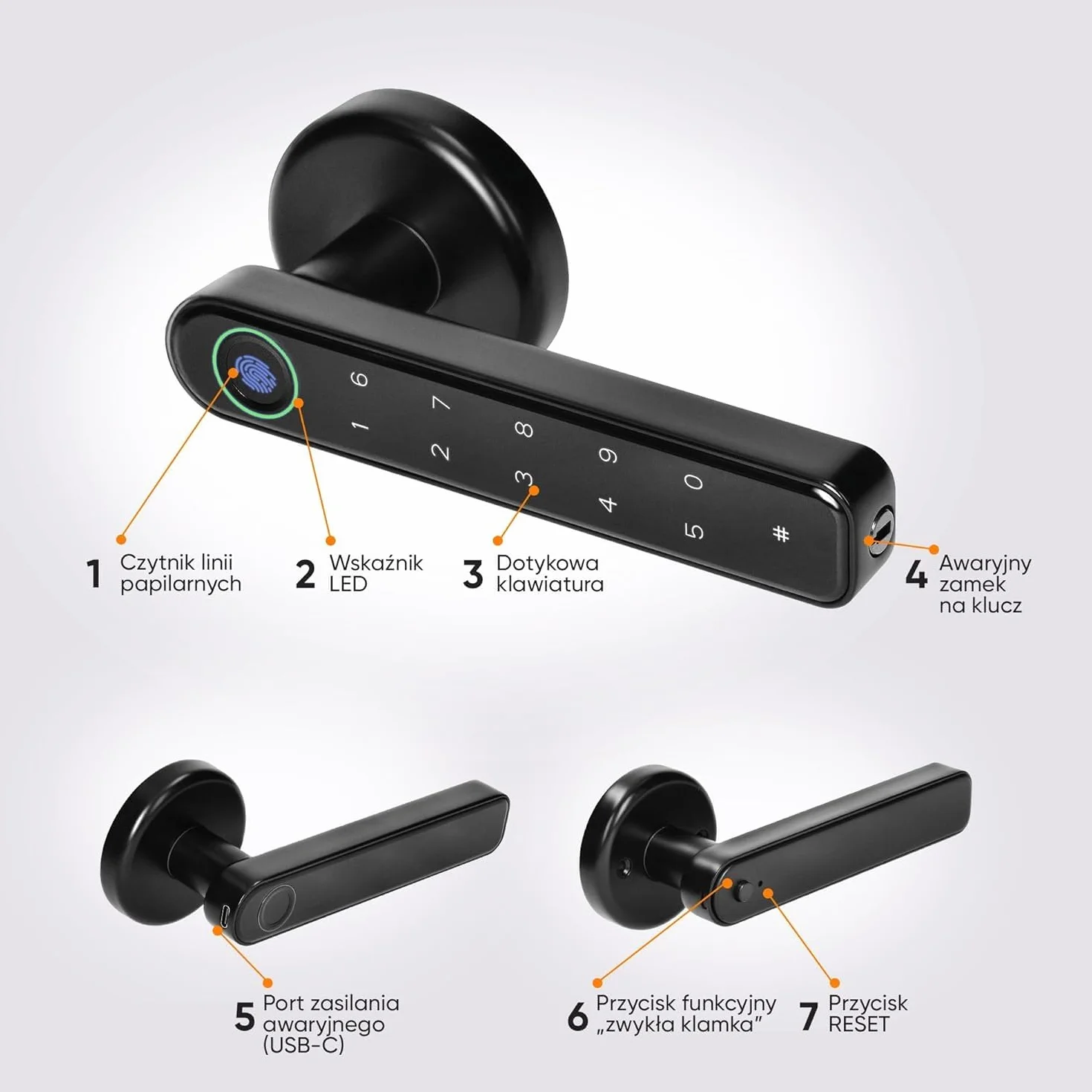Klamka Szyfrowa Bluetooth 5.0 Zamek do Drzwi Tuya Smart Czarny IP20