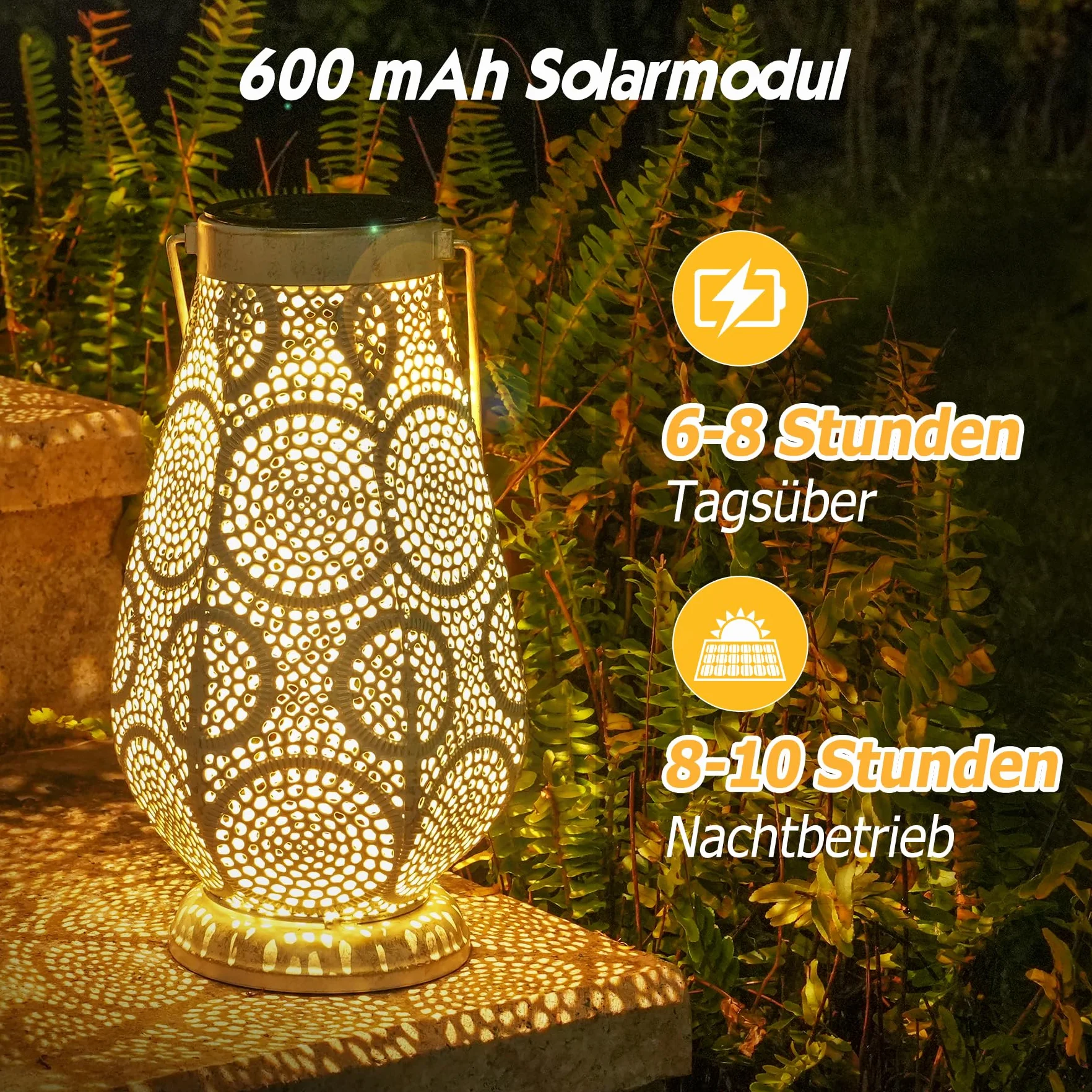 Latarnia solarna LED do użytku na zewnątrz, duża, metalowa lampa solarna do zawieszenia na zewnątrz