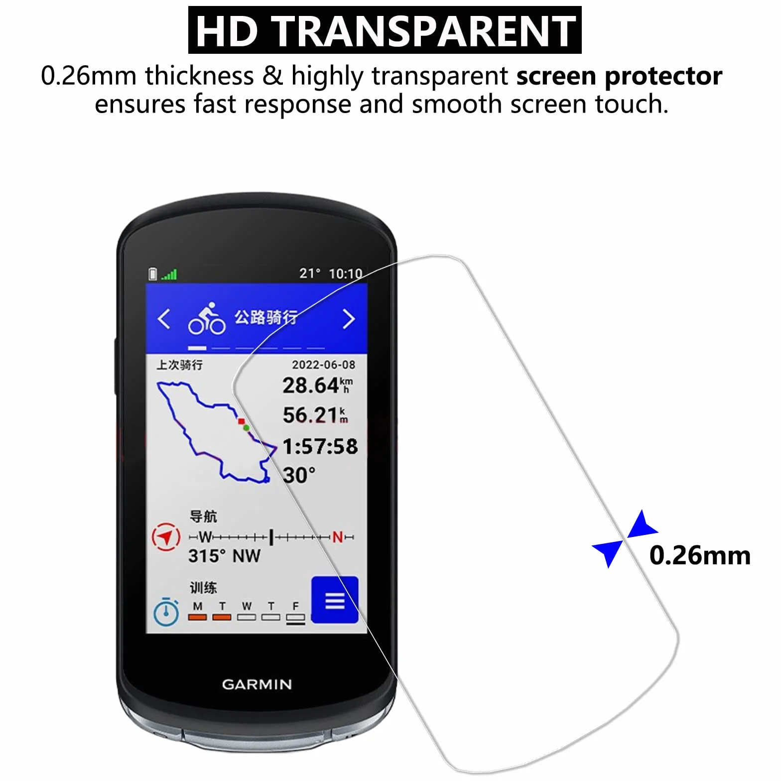 LUSEE 3 sztuki folii ochronnej kompatybilnej z Garmin Edge 1040/1040 Solar / 1030/1030 Plus, folia ochronna na wyświetlacz HD [twardość 9H] [odporna na zadrapania] [ochrona przed odciskami palców]
