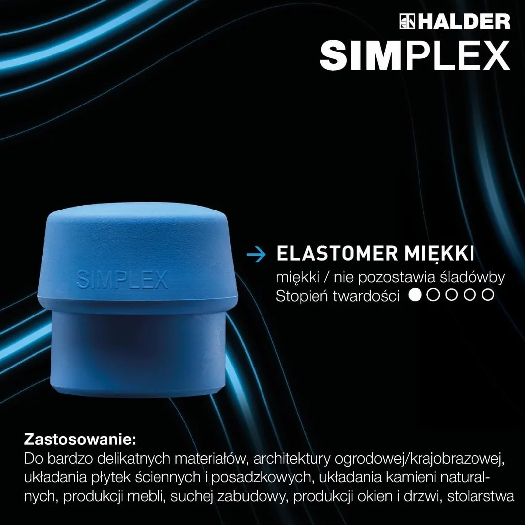 Halder 3117040 "Simplex" TPE/Superplastic miękki młotek tarczowy, wielokolorowy, 40 mm