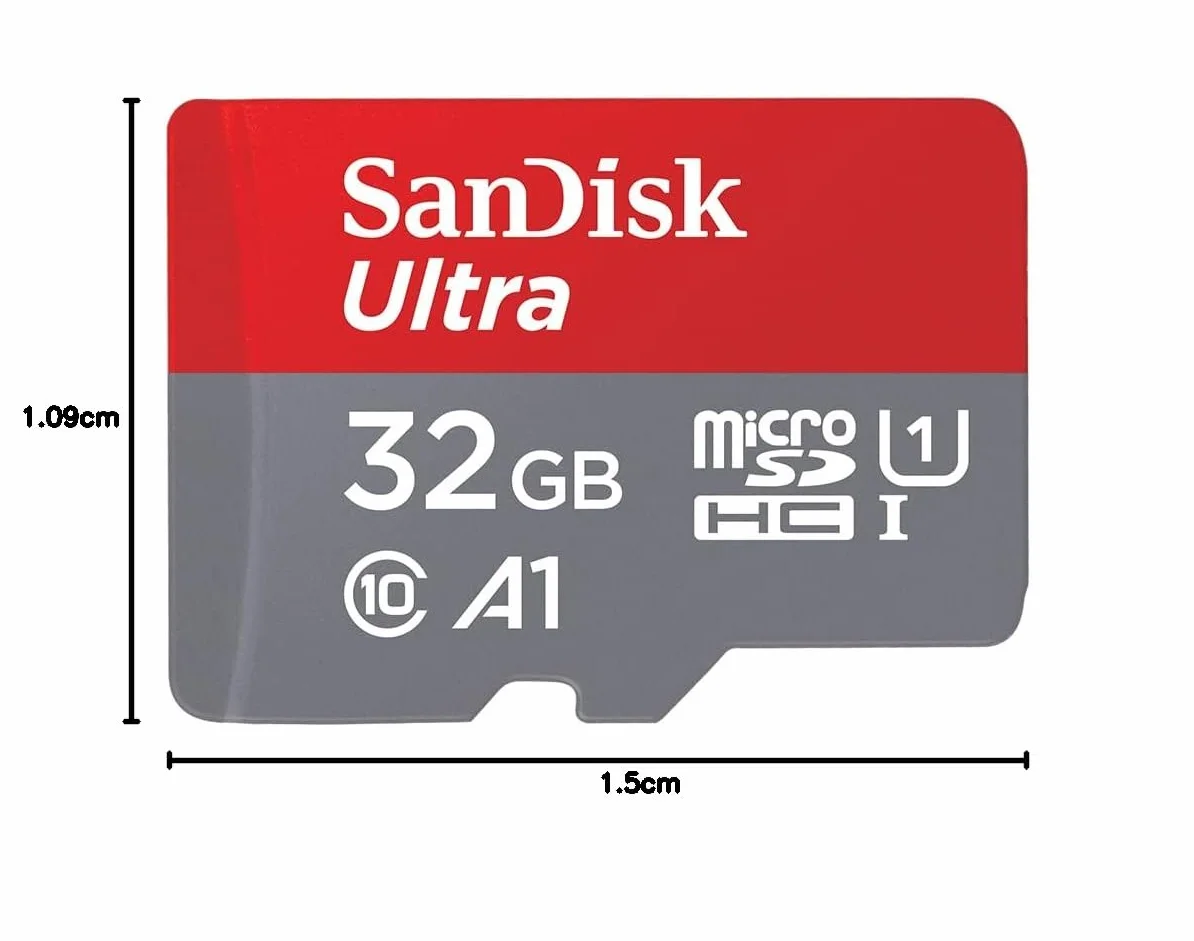 SanDisk Ultra 32 GB microSDHC Memory Card + SD Adapter with A1 App Performance Up to 120 MB/s, Class 10, U1, SDSQUA4-032G-GN6MA, Red/Grey