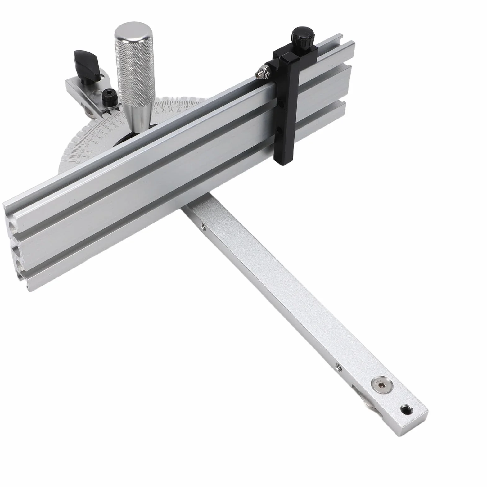 Eujgoov Mitraż 250 Mm z Aluminium Stopu z Regulowanym Kątownikiem | Pilarka Tarczowa do Drewna, Stalowy Prowadnik, Prowadnice w Rowku T i Poza Rowkiem T, Cięcia Pod Kątem 45 Stopni, Mechanizm