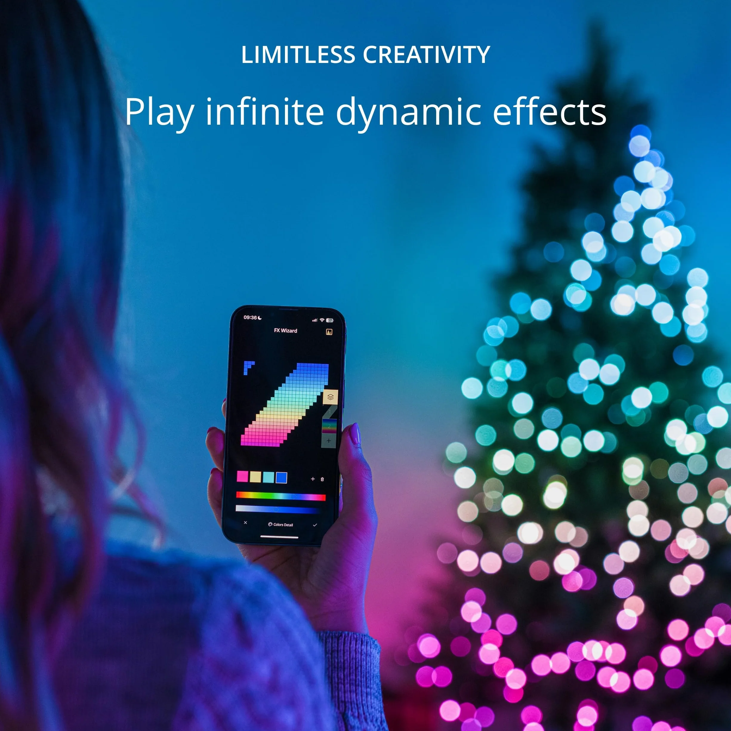 Twinkly Strings 250 LED RGB, łańcuch świetlny LED do użytku na zewnątrz i wewnątrz, inteligentne światła LED, kompatybilny z Alexa i Google Home, IP44, dekoracja bożonarodzeniowa, sterowanie