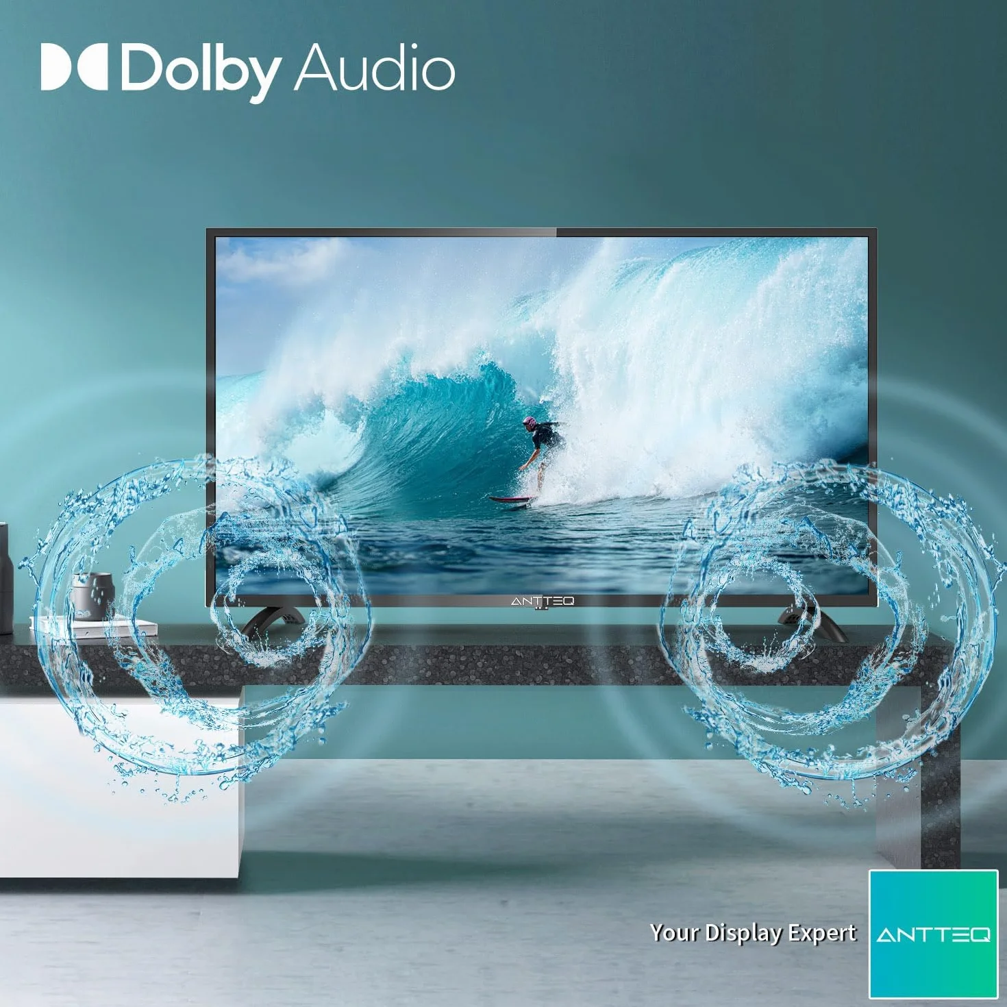 Antteq 42-calowy telewizor FHD AB42D1,107cm, Dolby Audio, LED, potrójny tuner DVB-C/T2/S2, CI+, HDMI, odtwarzacz multimedialny USB, cyfrowe wyjście audio, tryb hotelowy [klasa energetyczna F]