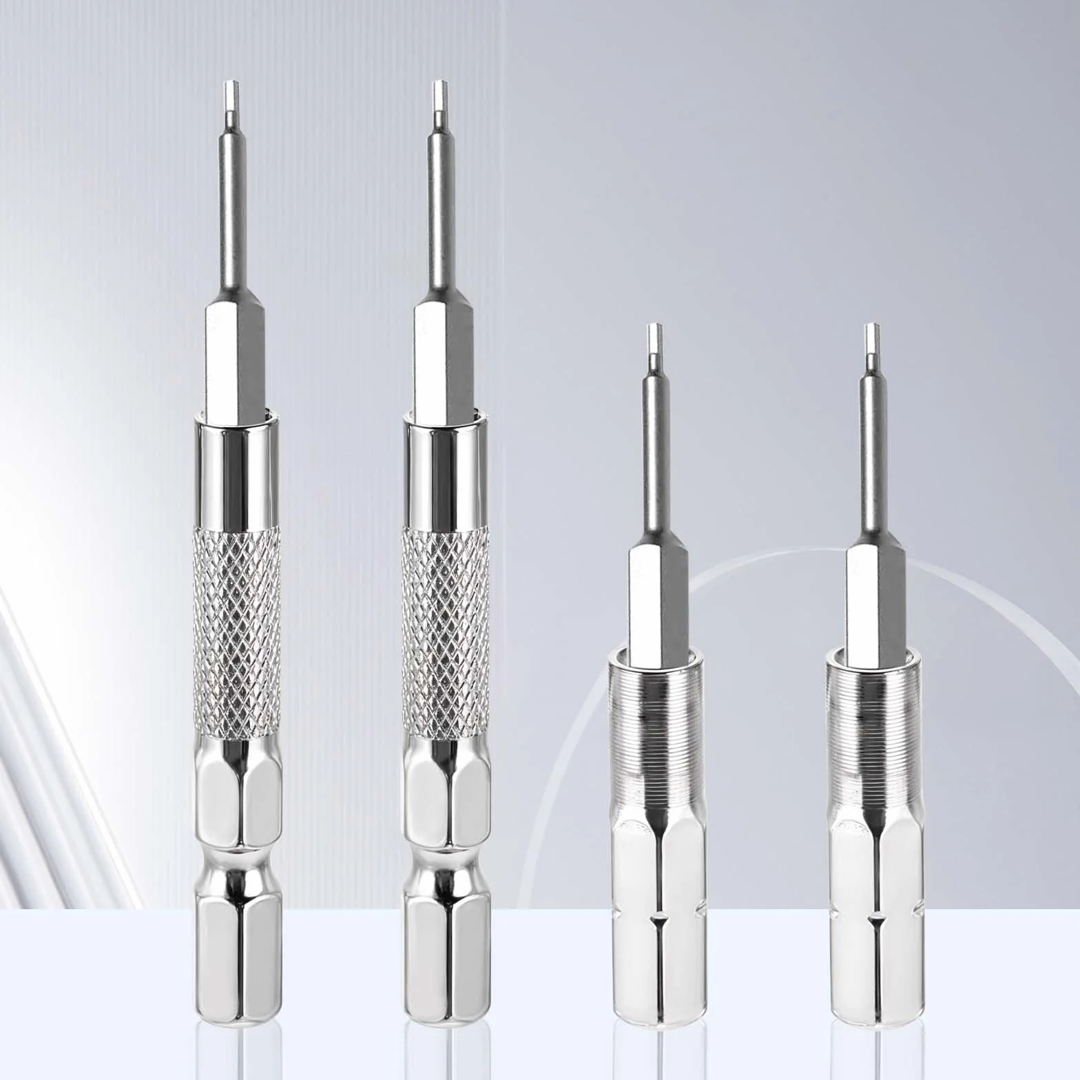 4 sztuki adaptera bitowego 1/4 do 4 mm, 2 sztuki magnetycznego adaptera 1/4 do 4 mm sześciokątnego i 2 sztuki uchwytu przedłużającego wiertła z mikro bitami do gniazd i precyzyjnych zestawów bitów