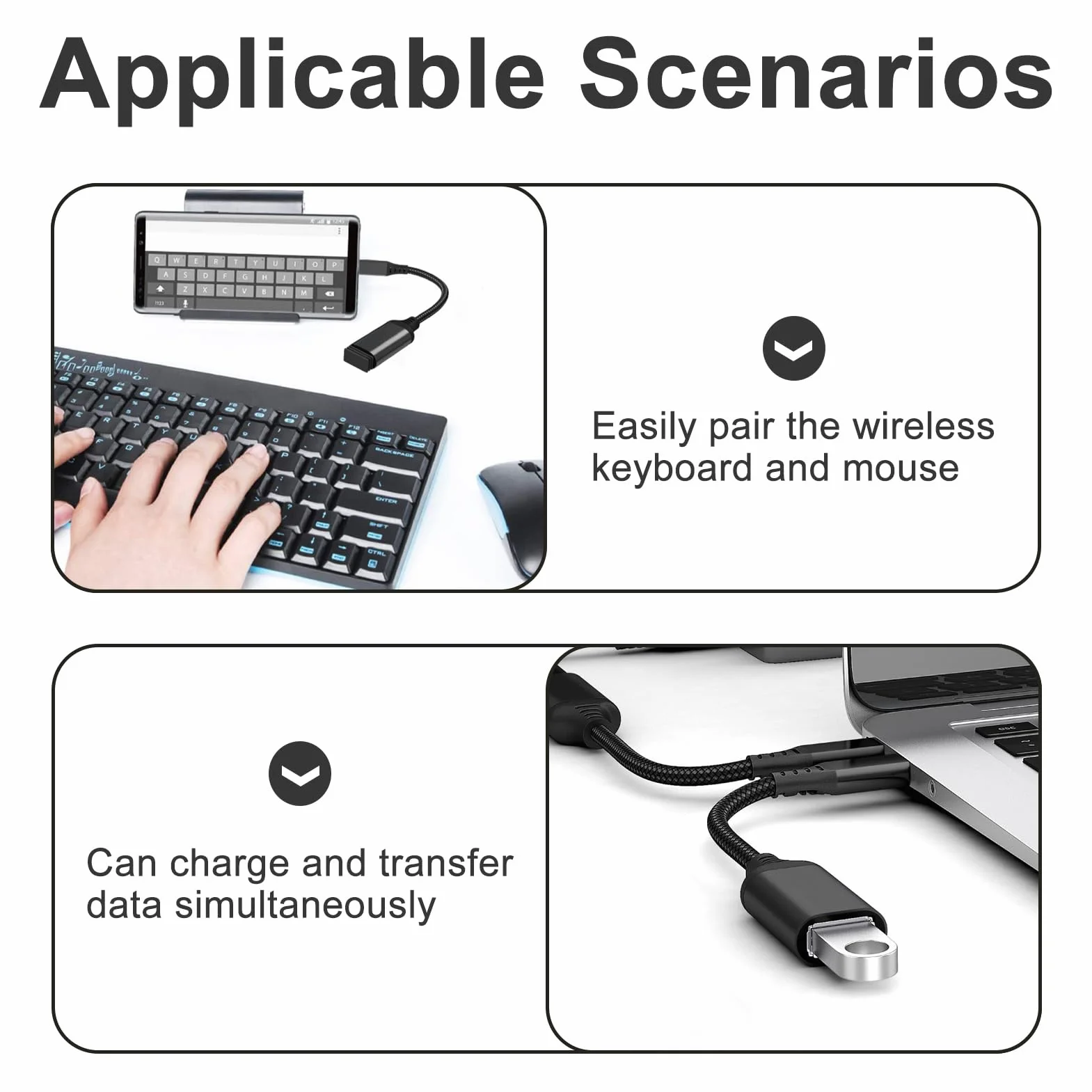 Adapter USB C na USB OTG, typ C na USB 3.0, 20 cm, kompatybilny z MacBook, iPad, Samsung Galaxy