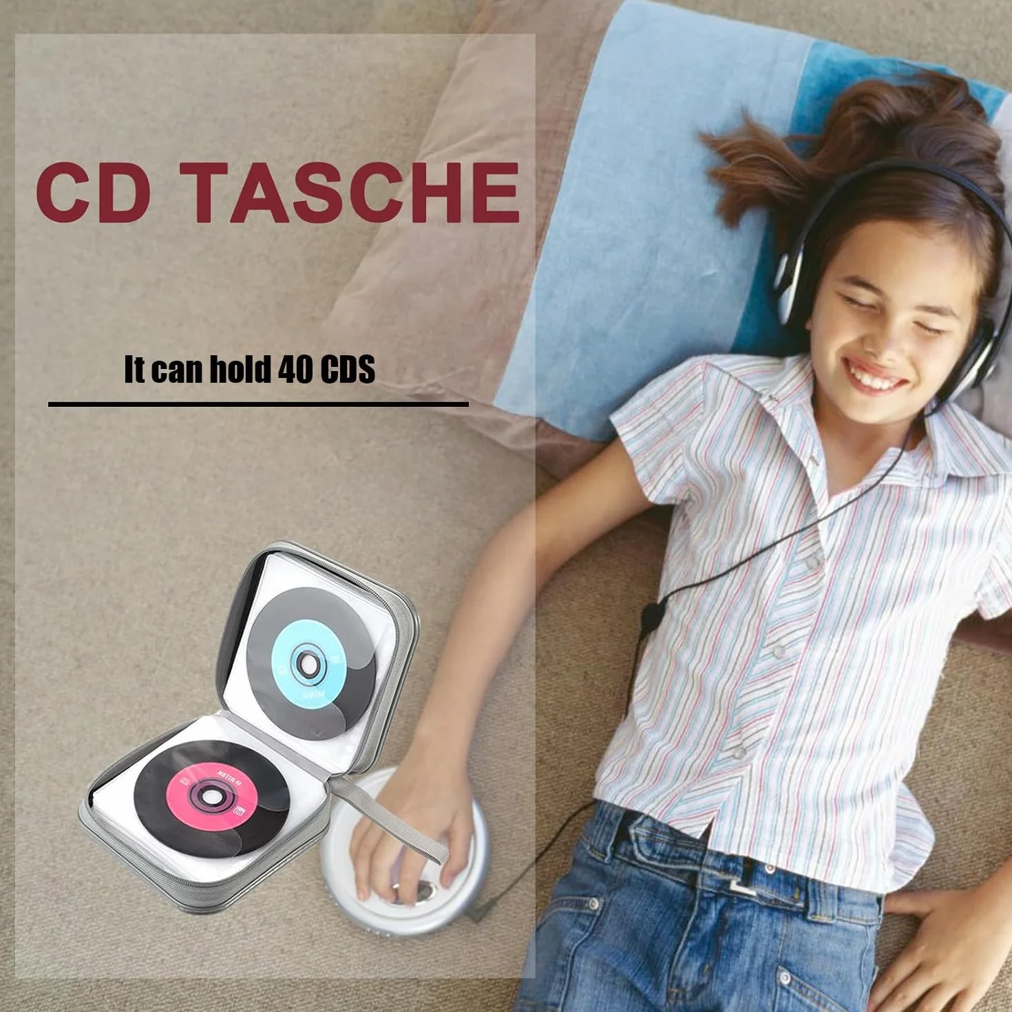 Torba na płyty CD, DVD, torba do przechowywania płyt CD do domu i samochodu, na 40 dysków, czarna