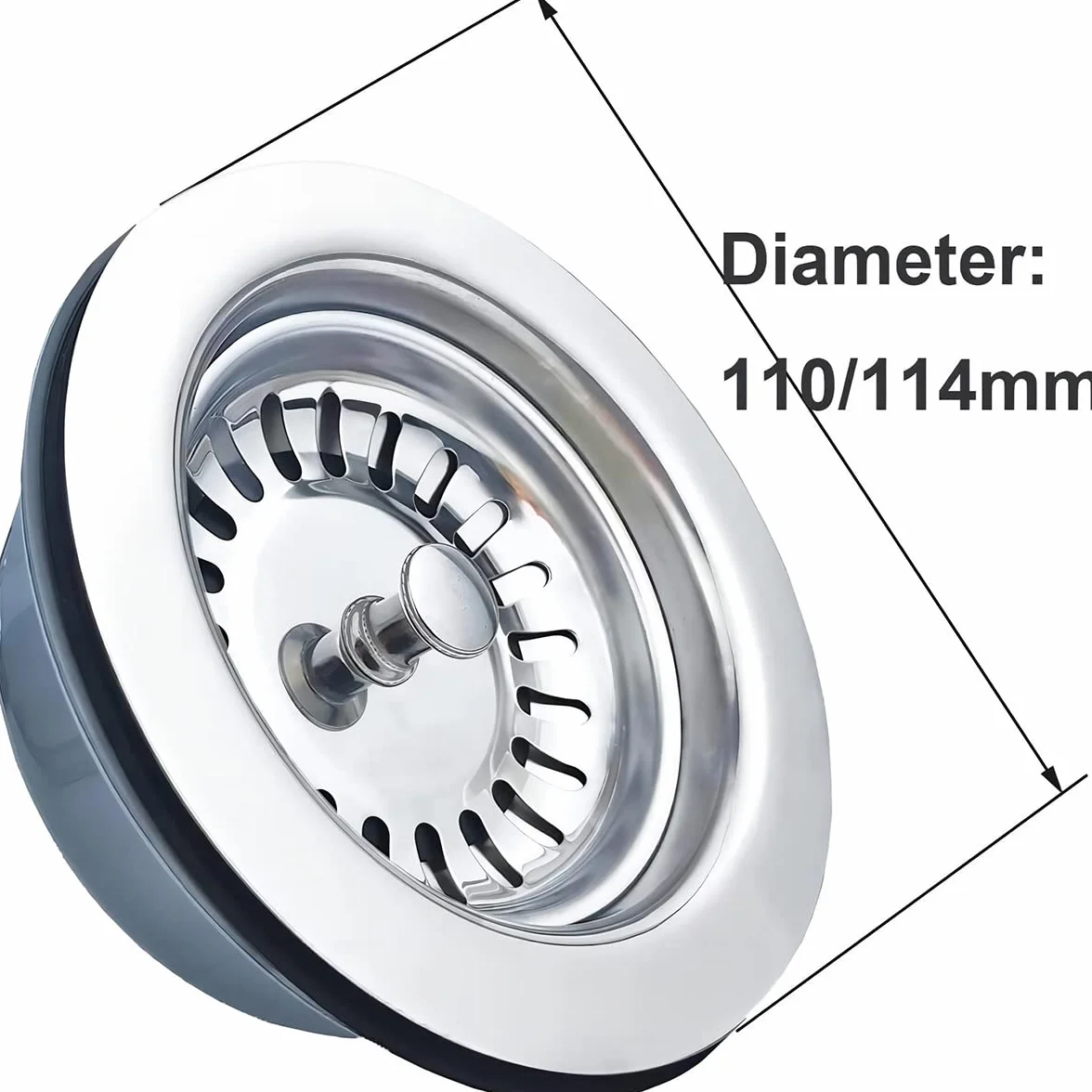 Qrity 304 kuchenny zawór sitkowy ze stali nierdzewnej kosz odpływ kosz sitko zawór odpływowy, Ø 110 mm 1½" na górze