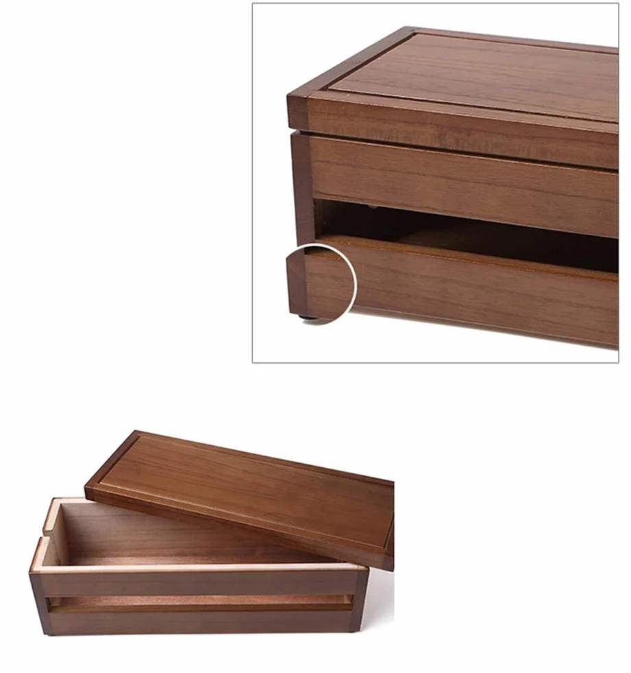Insun Pudełko do zarządzania kablami, drewniany organizer, pudełko do zarządzania przewodami, korektor do domowego biura, ciemnobrązowy, 29,1 x 14,3 x 12,3 cm