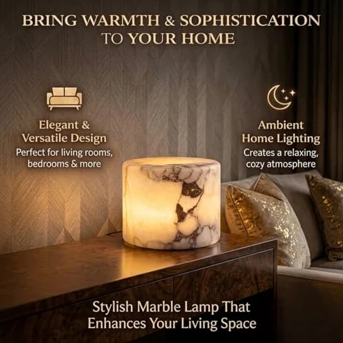Ściemnialna lampa LED marmurowa lampka nocna lampa stołowa sterowanie dotykowe oświetlenie otoczenia do sypialni i salonu, wyjątkowy prezent w stylu vintage do wystroju domu, projekt przyciągający