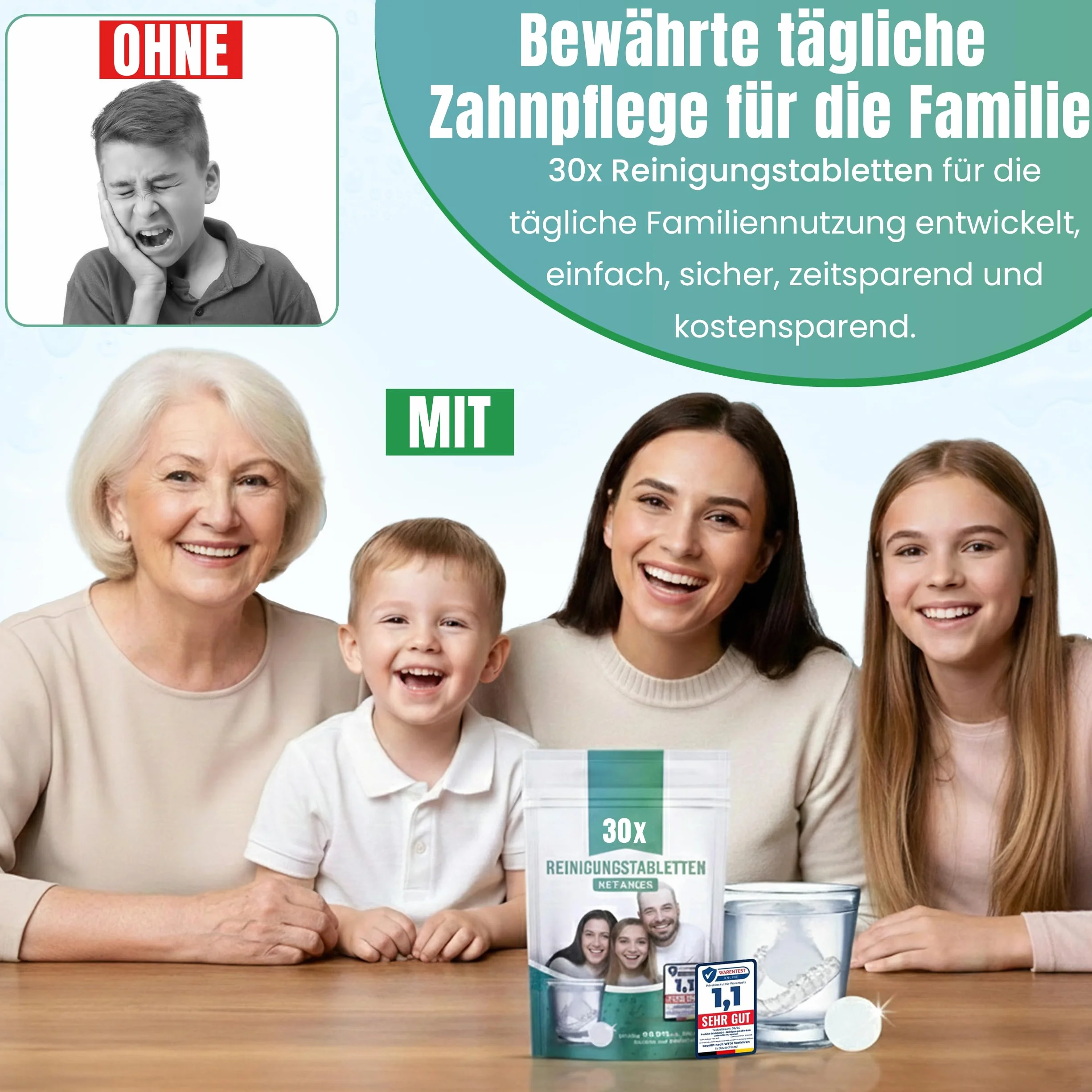 30 tabletek do czyszczenia – skuteczna pielęgnacja zębów i ochrona jamy ustnej – nie pozostawia plam – czyszczenie szyn zębowych – czyścik do zębów – tabletki do czyszczenia zębów – tabletki do