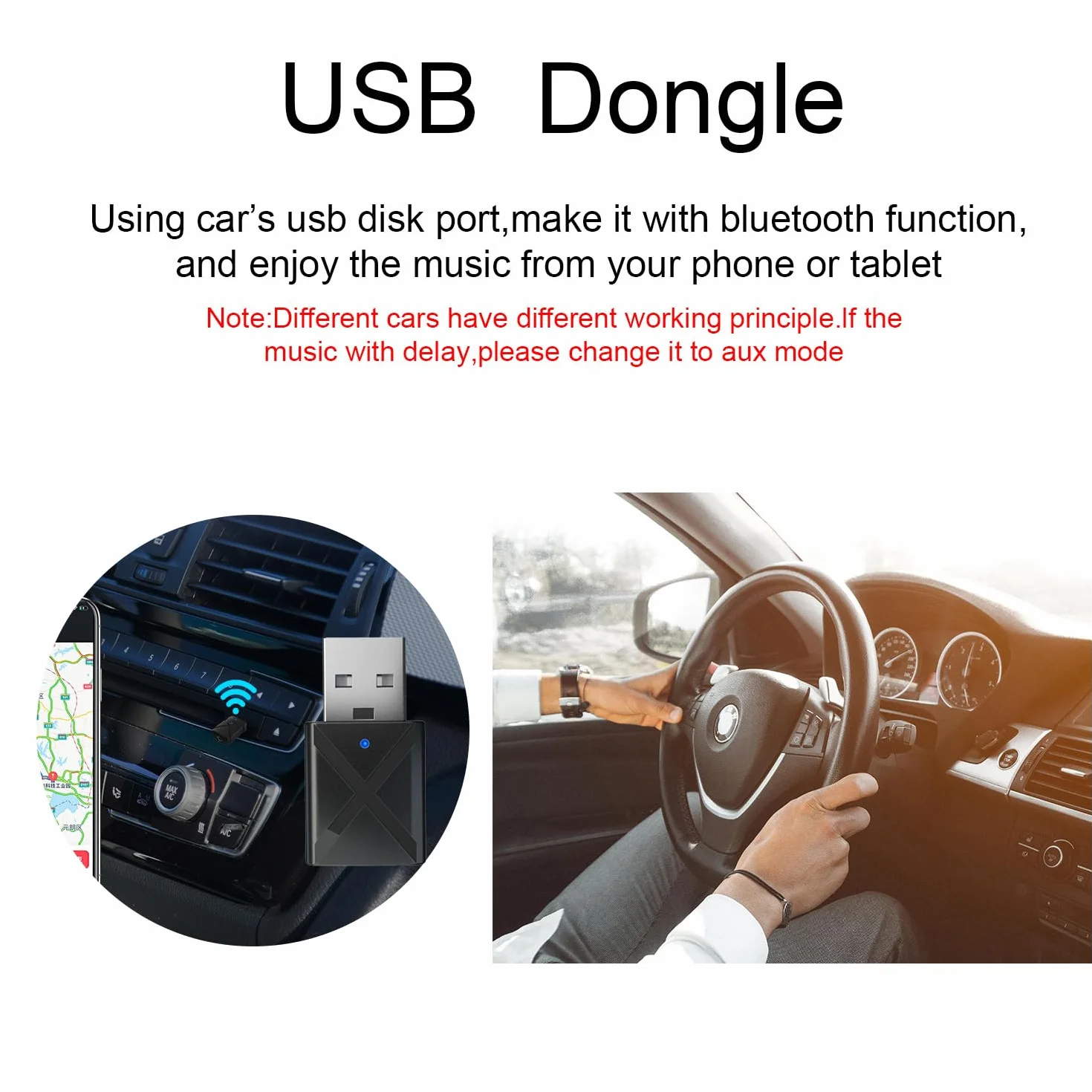 USB Odbiornik Bluetooth Nadajnik do telewizora Adapter BT5.0 z 3,5 mm AUX do PC/słuchawek/głośników/radia samochodowego/stereo